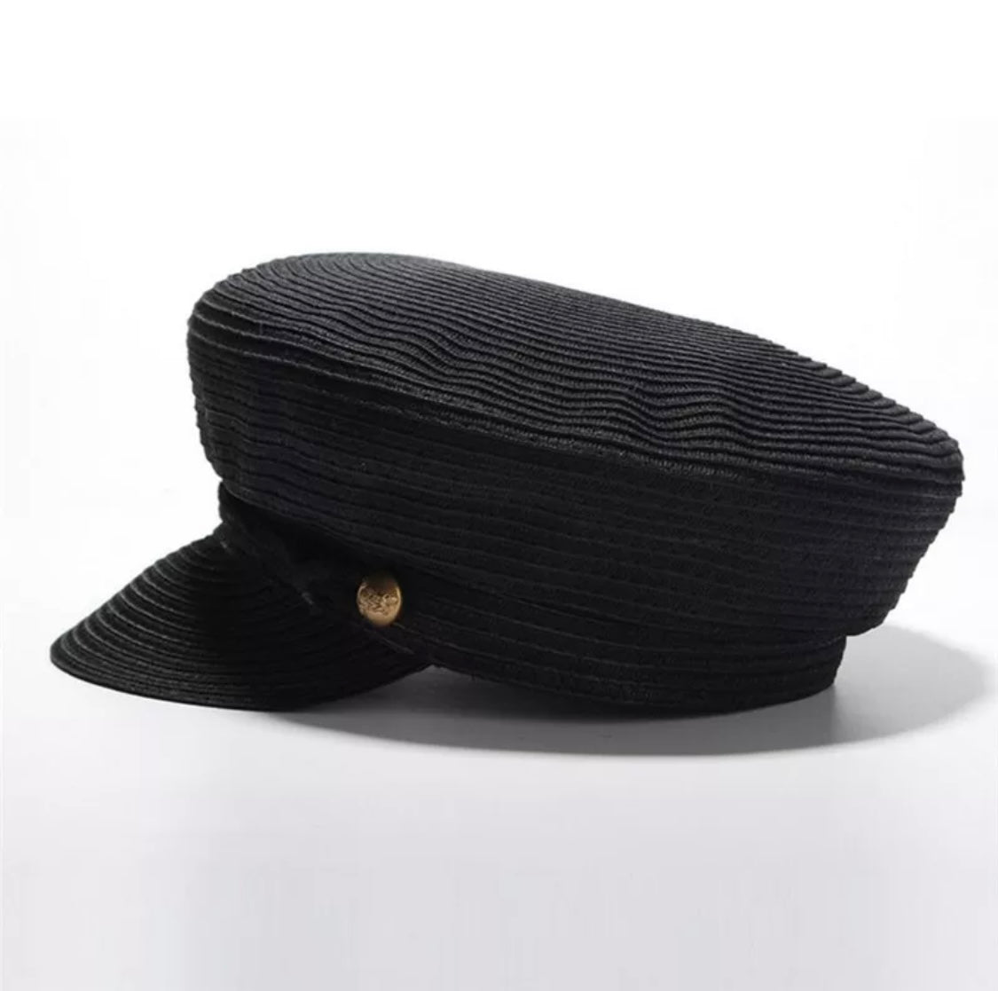 Black Textured Baker Boy Cap – Vintage Charm