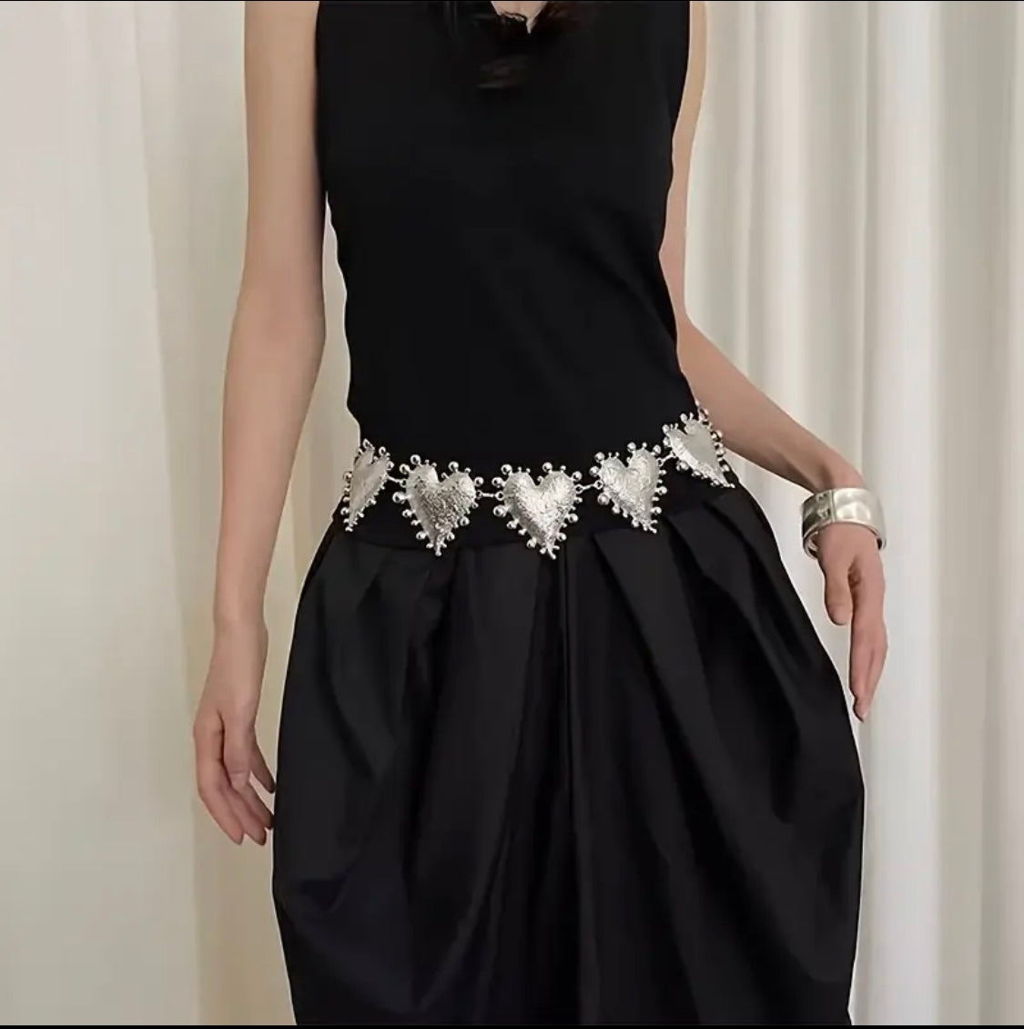 Silver Heart Statement Chain Belt