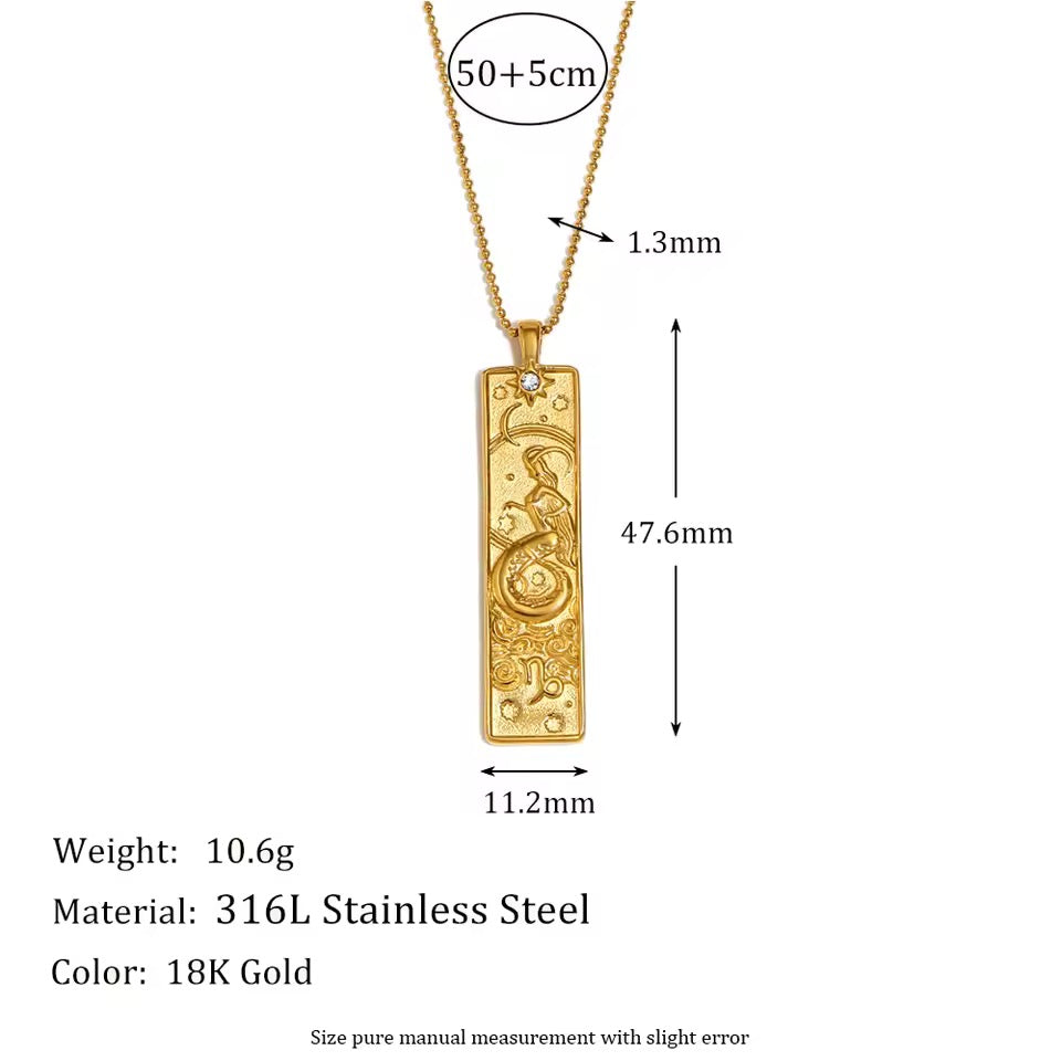 Libra Zodiac Amulet Necklace Gold Waterproof Stainless Steel