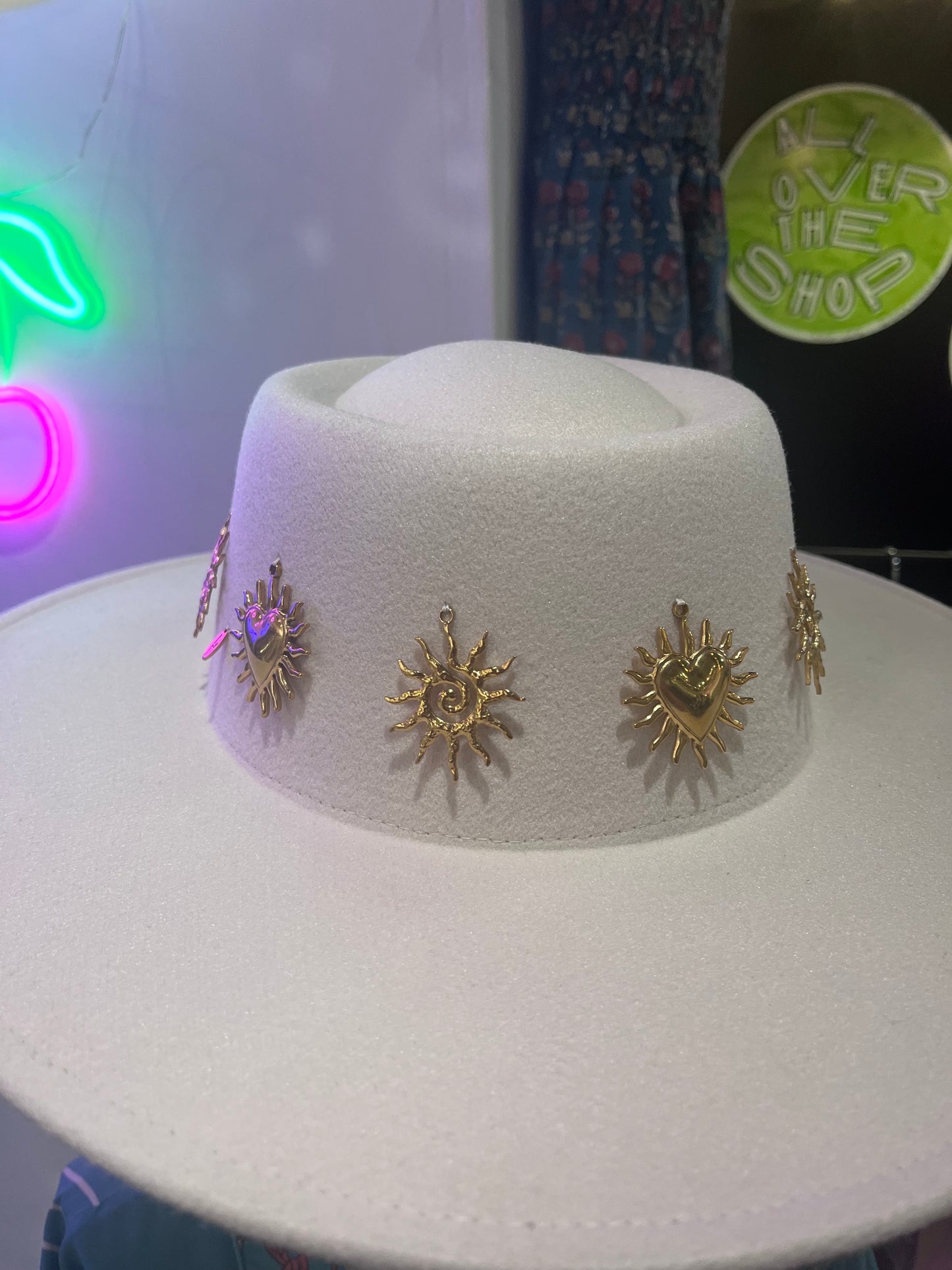 Celestial Sun Charm Adjustable Cream Western Hat
