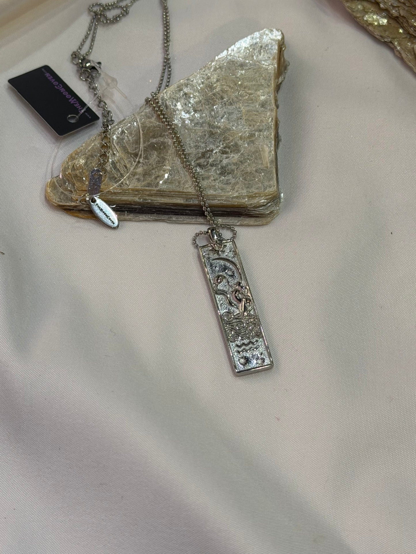 Aquarius Zodiac Amulet Necklace Silver Waterproof Stainless Stee