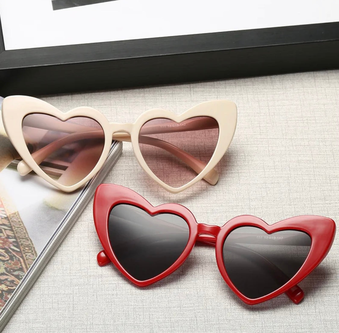 Love Heart Cream Tea Sunglasses
