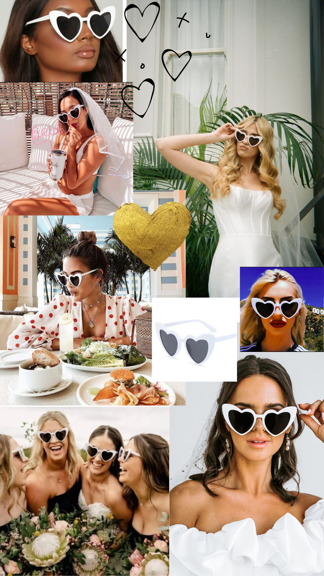 Love Heart Cream Tea Sunglasses