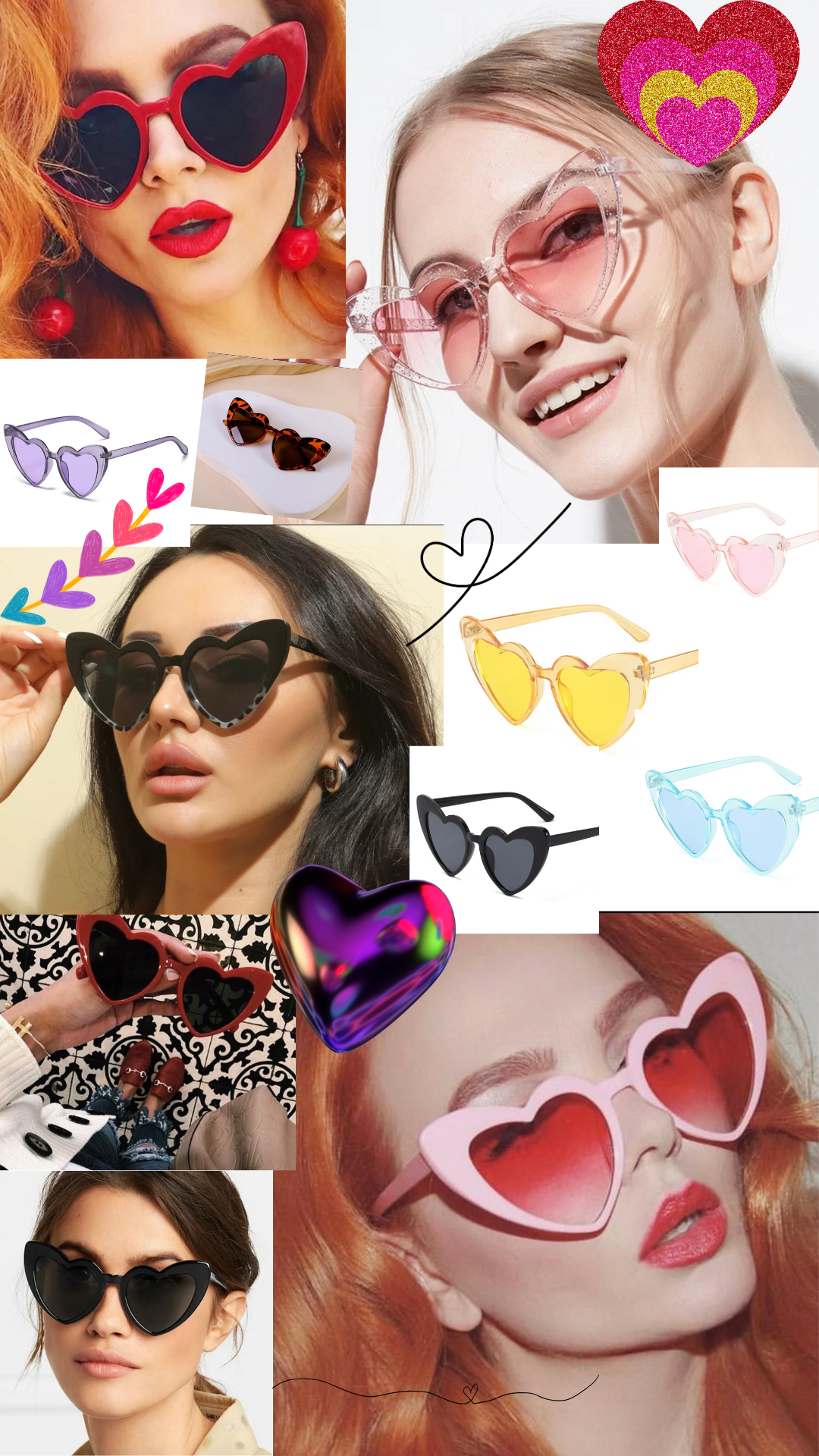 Love Heart Cream Tea Sunglasses