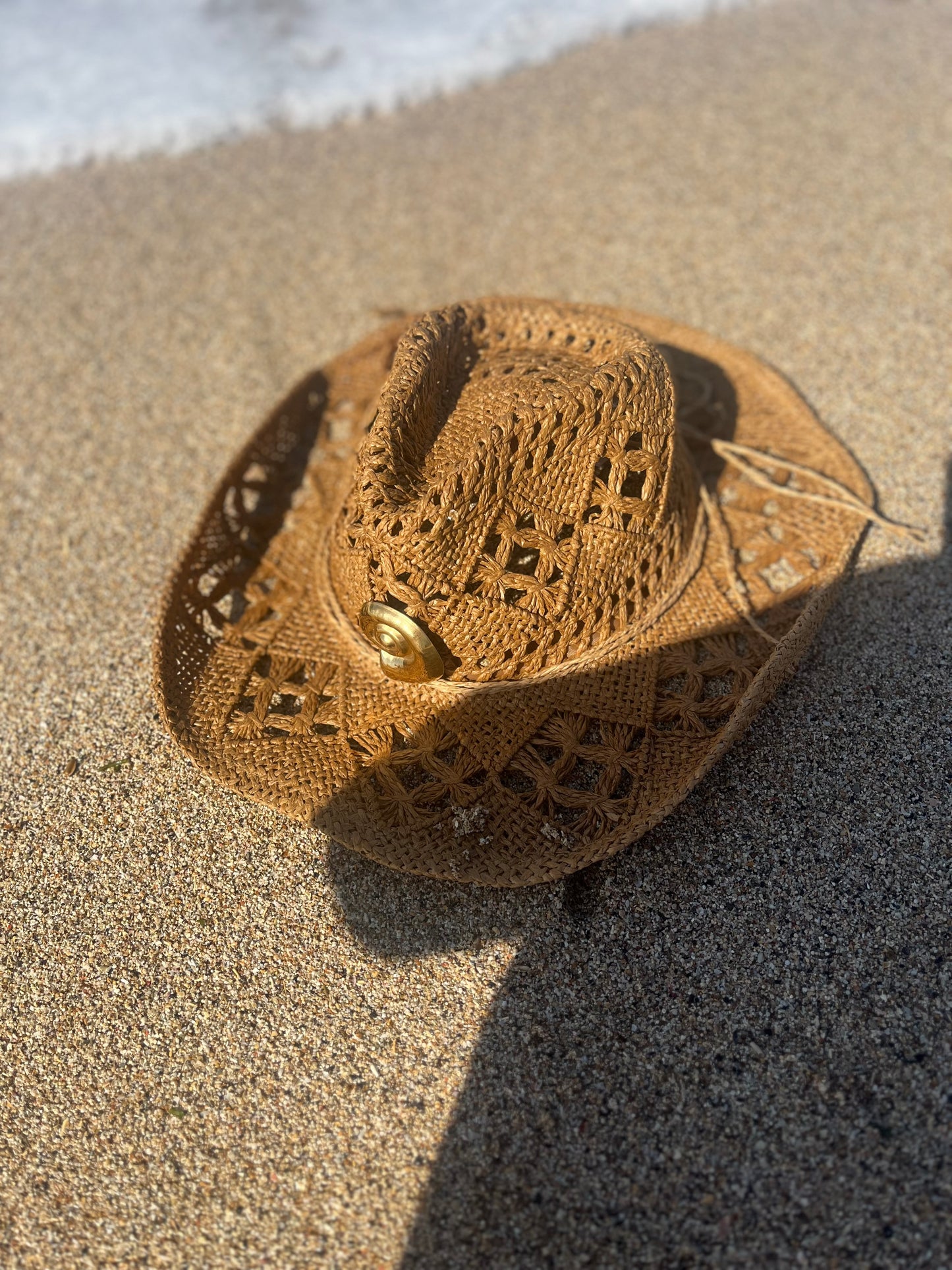 Beige Straw Cowboy Hat – Adjustable Boho Western Style