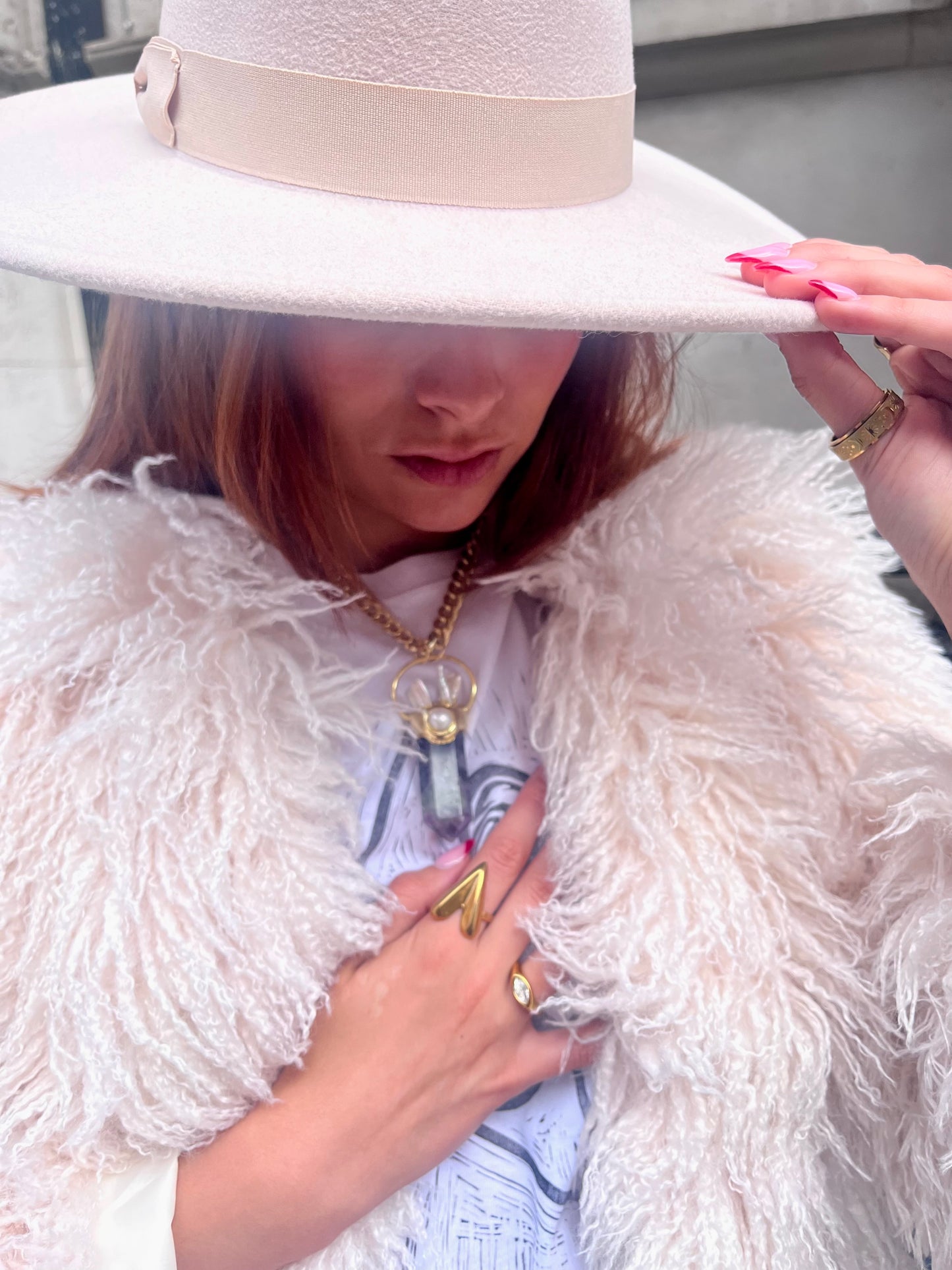 Cream Wide Brim Fedora – Moon Coven Emblem