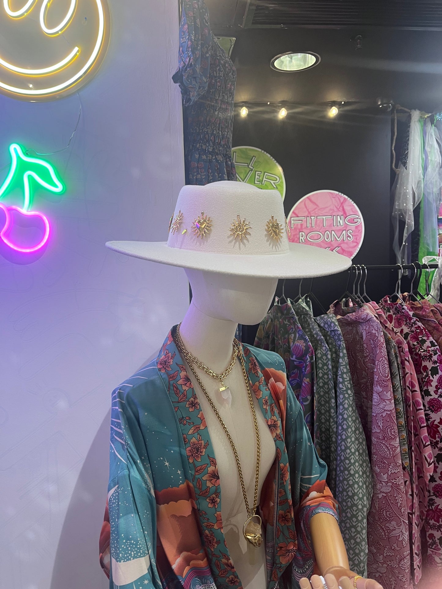 Celestial Sun Charm Adjustable Cream Western Hat