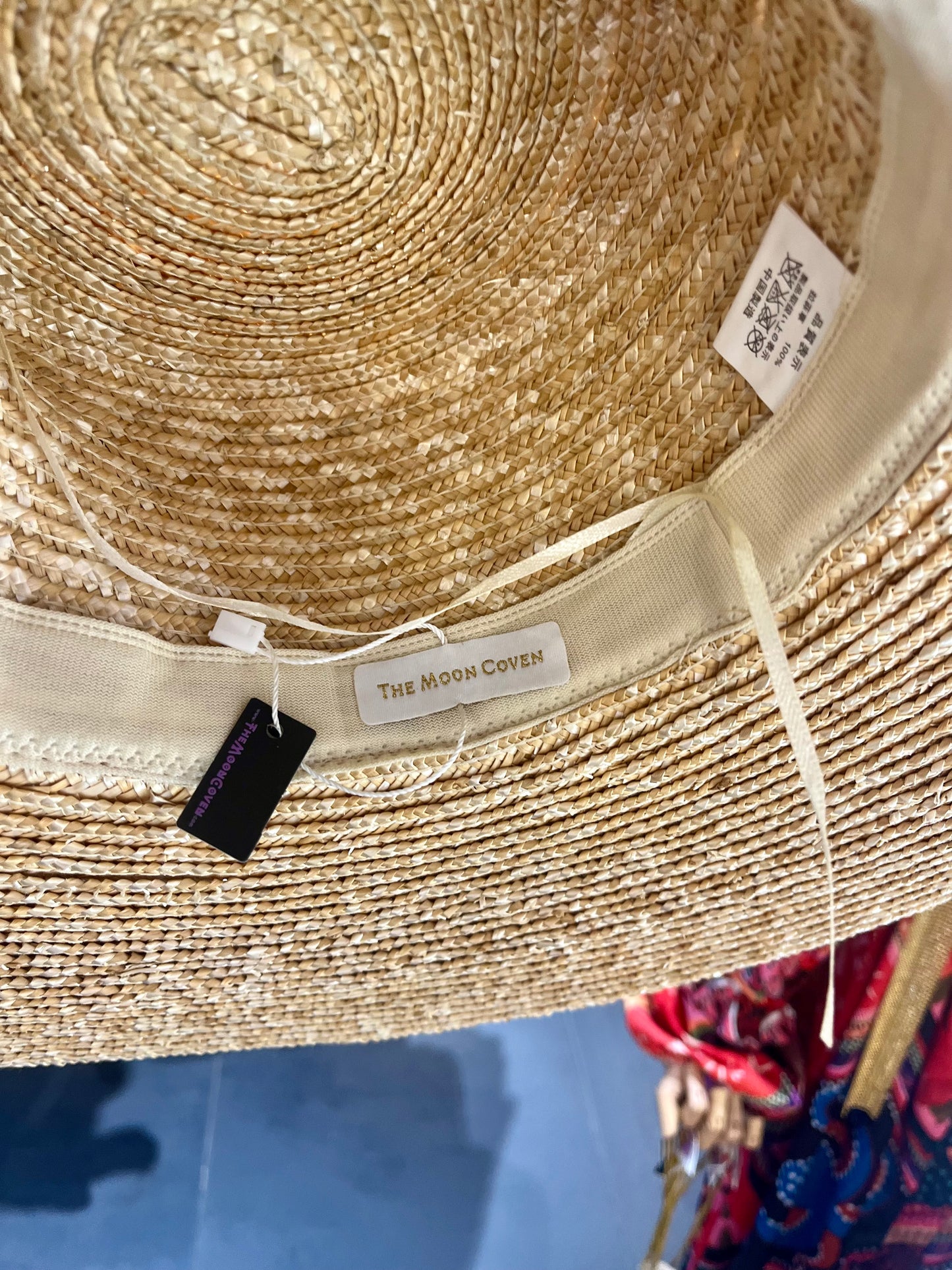 Wide Brim Western Straw Hat – Adjustable Flat Top Sun Hat with Grosgrain Ribbon