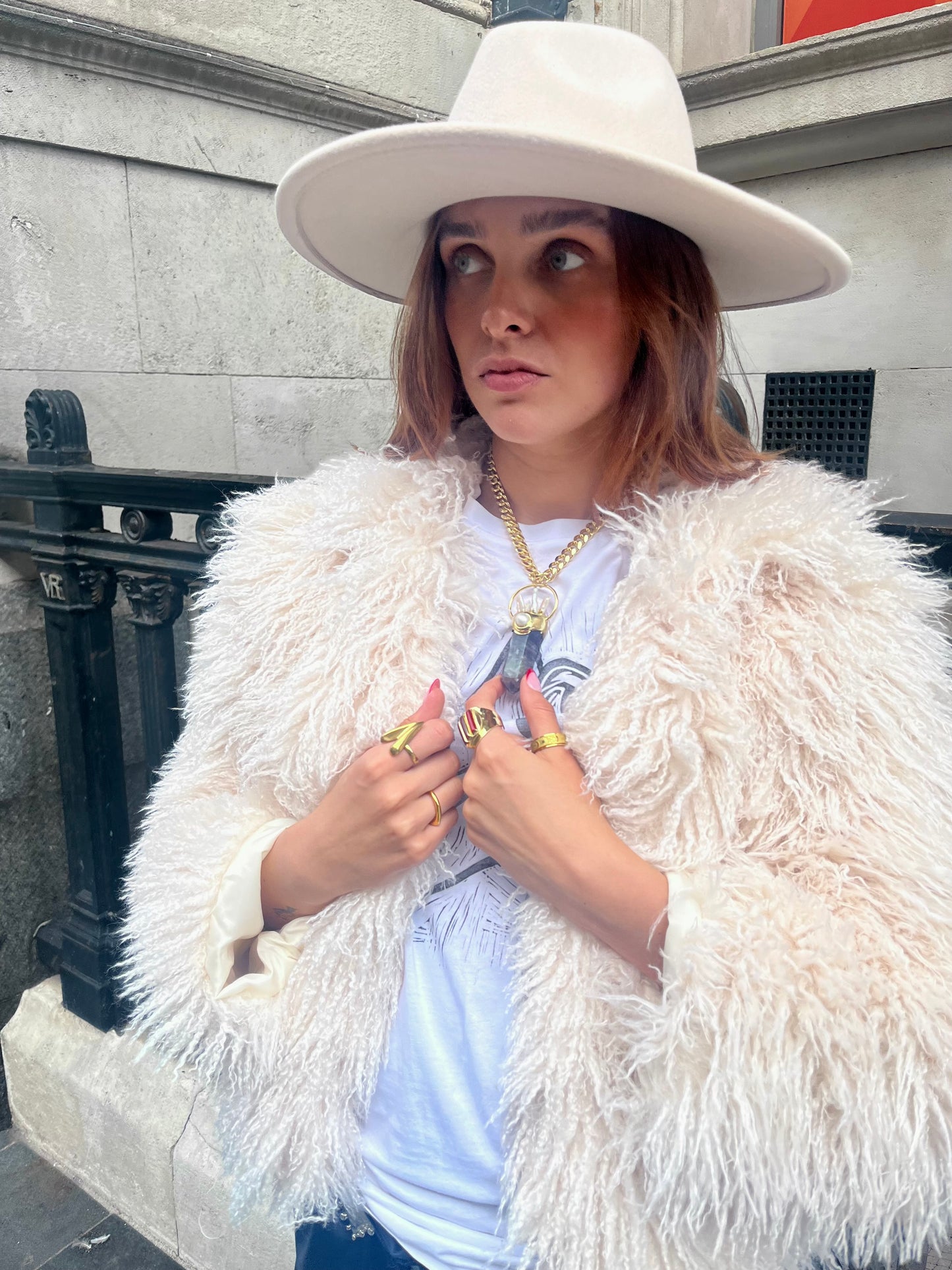 Cream Wide Brim Fedora – Moon Coven Emblem
