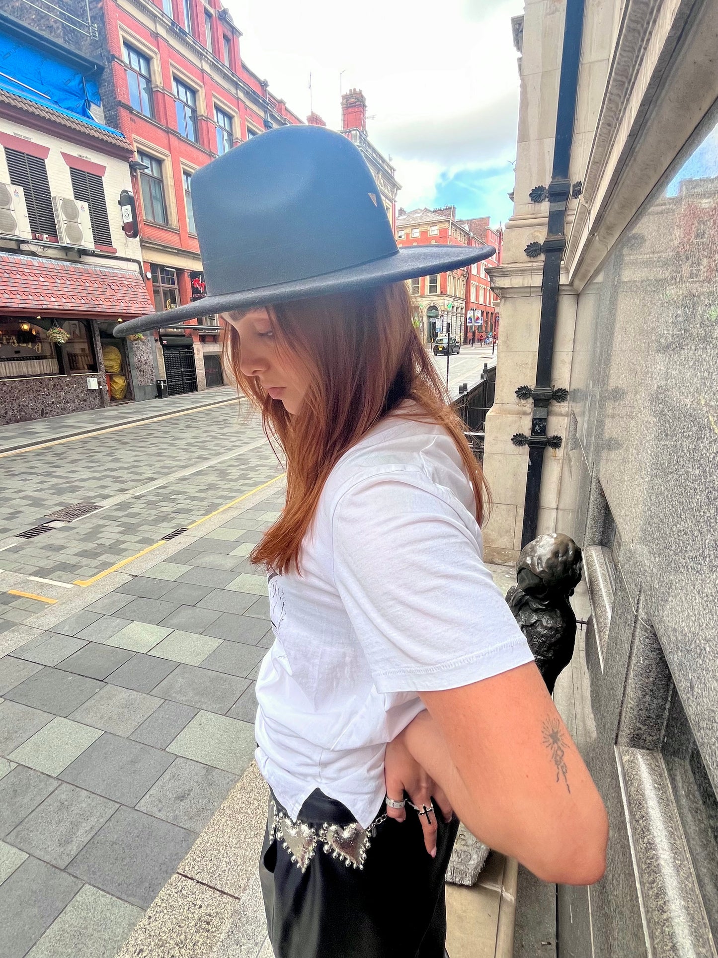 Black Wide Brim Fedora – Moon Coven Emblem