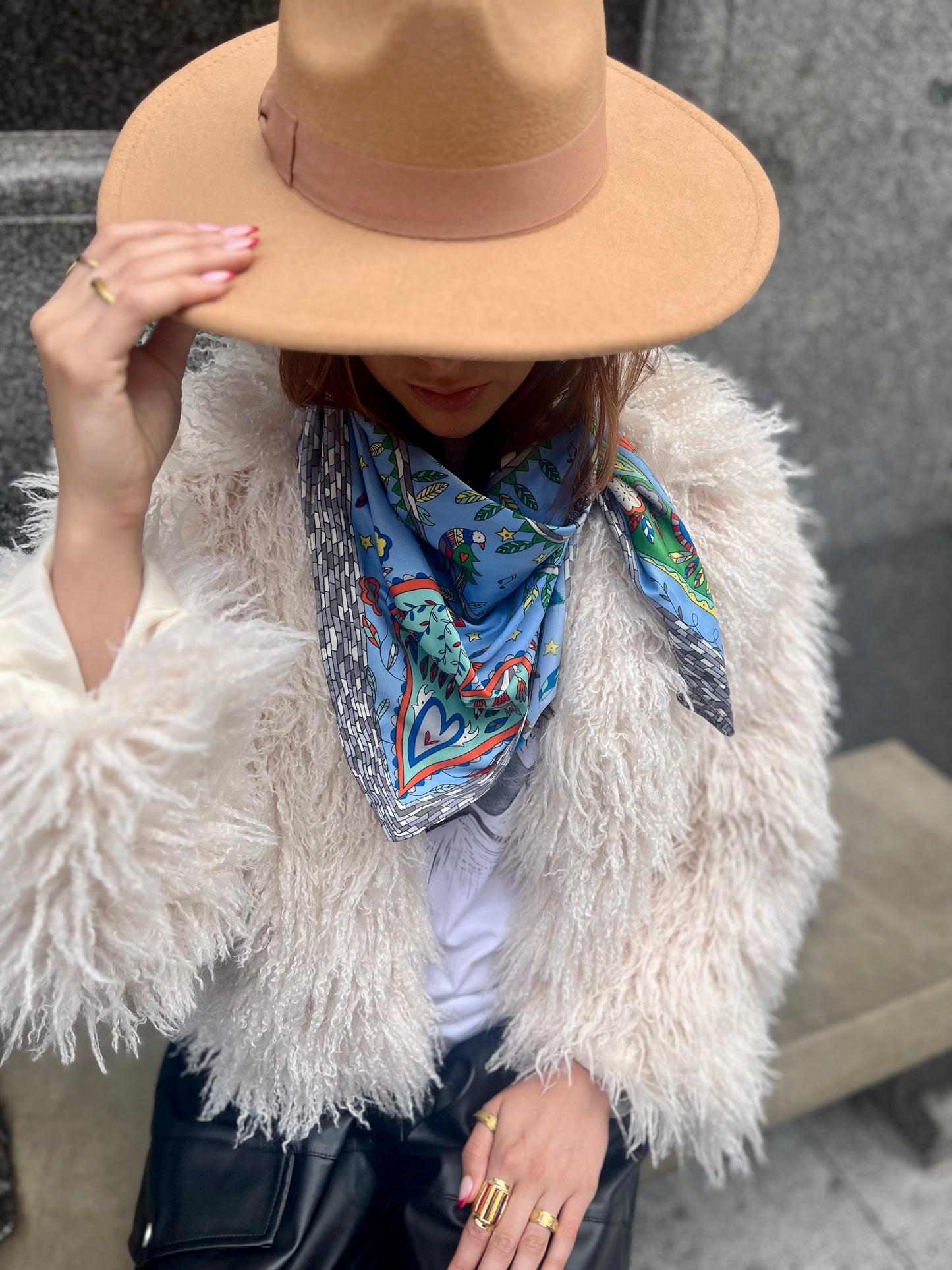 Mystic Garden Satin Scarf Collection – Blue 90x90cm
