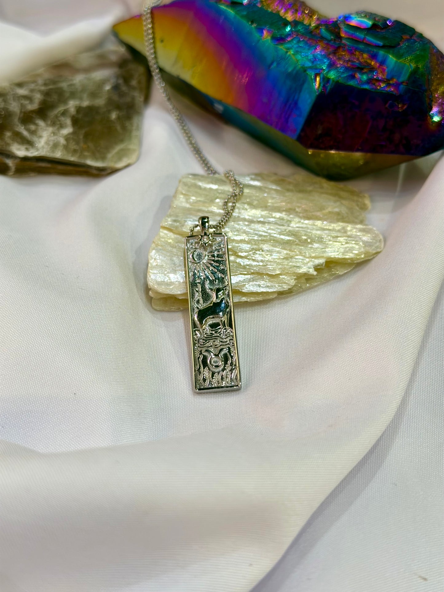 Taurus Zodiac Amulet Necklace Silver Waterproof Stainless Steel