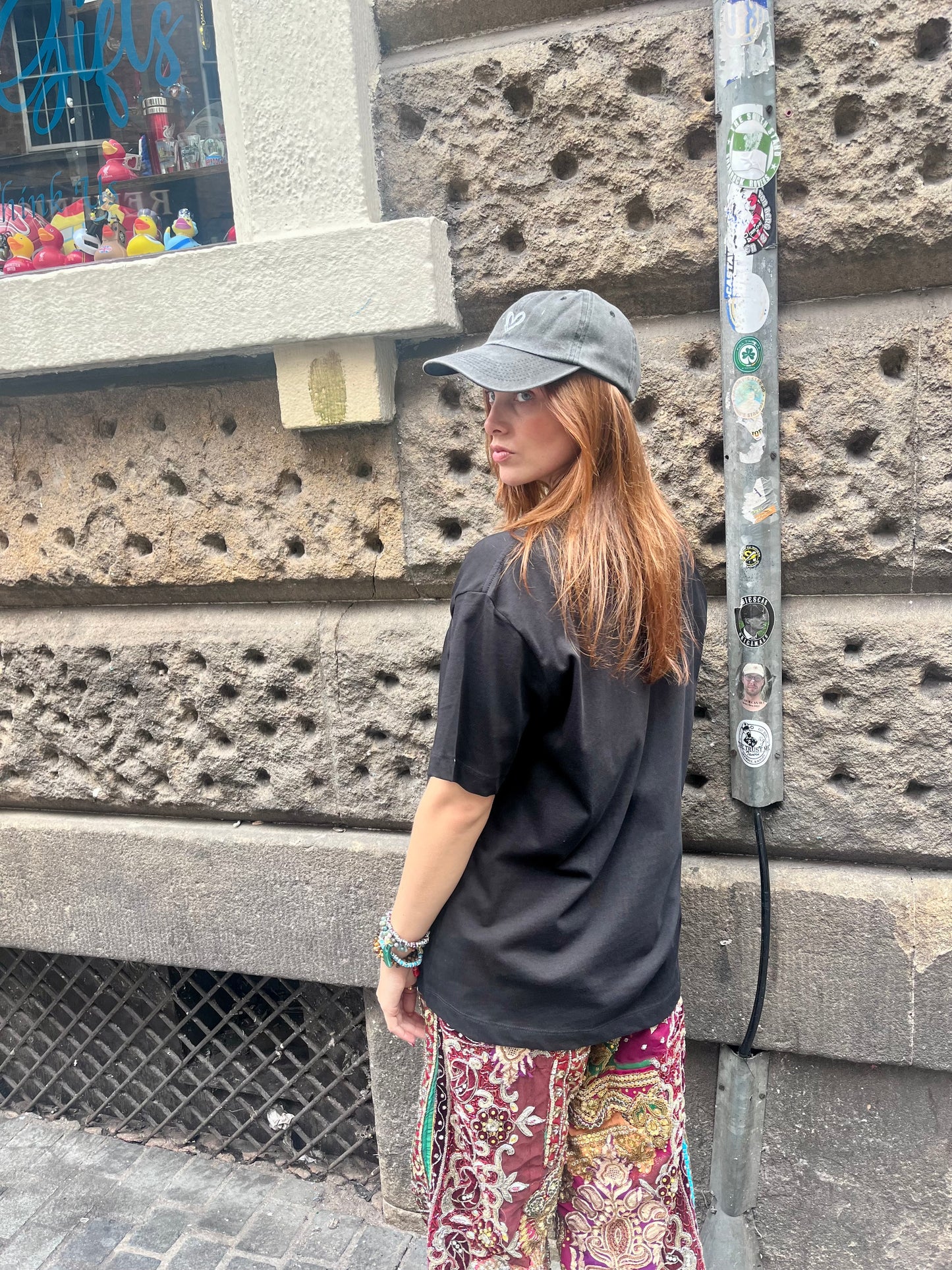 Black Denim Heart Cap