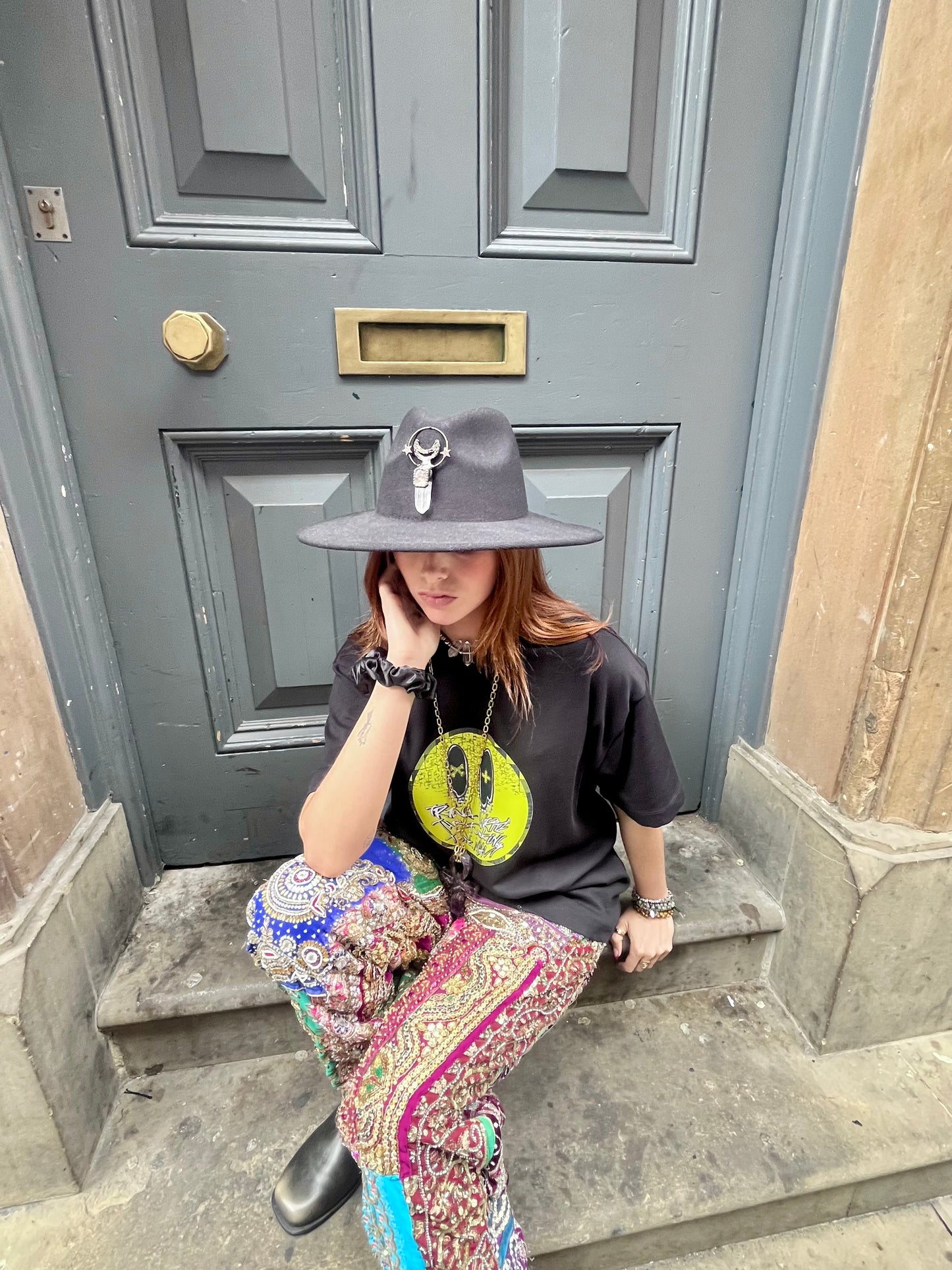Arcana Amulet Hat – Cream Quartz Moon & Star Charm (Adjustable)