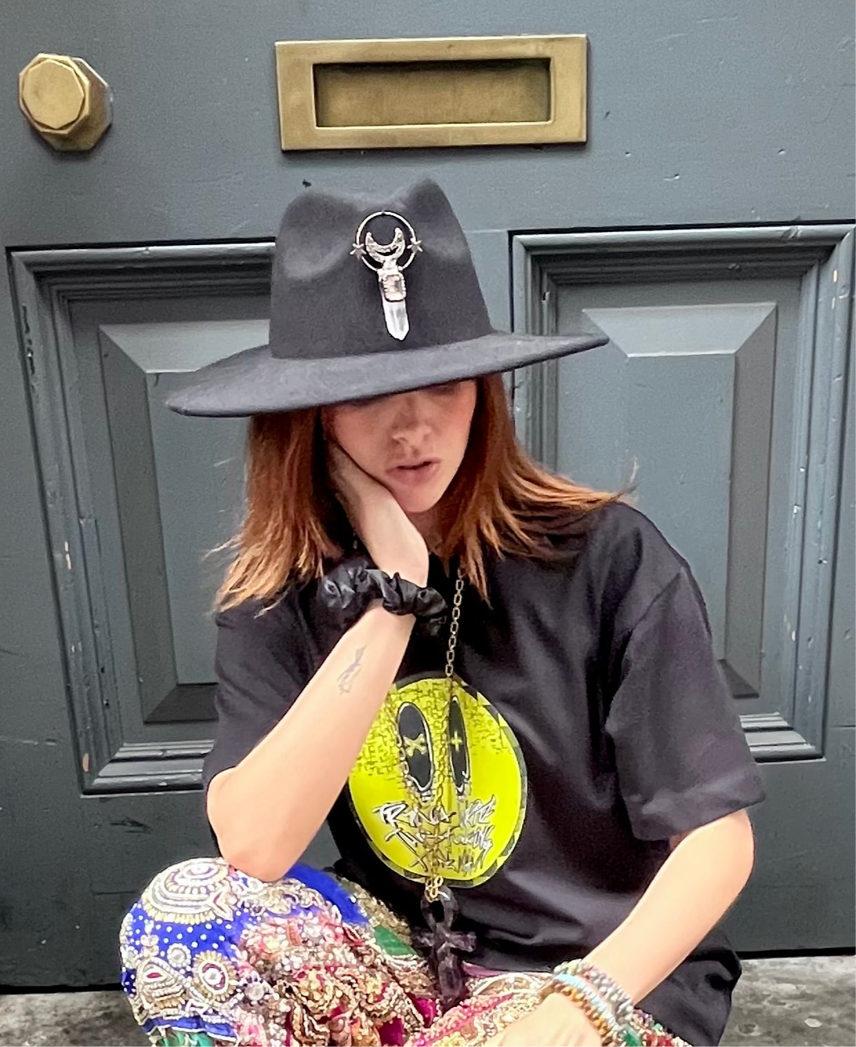 Arcana Amulet Hat – Cream Quartz Moon & Star Charm (Adjustable)
