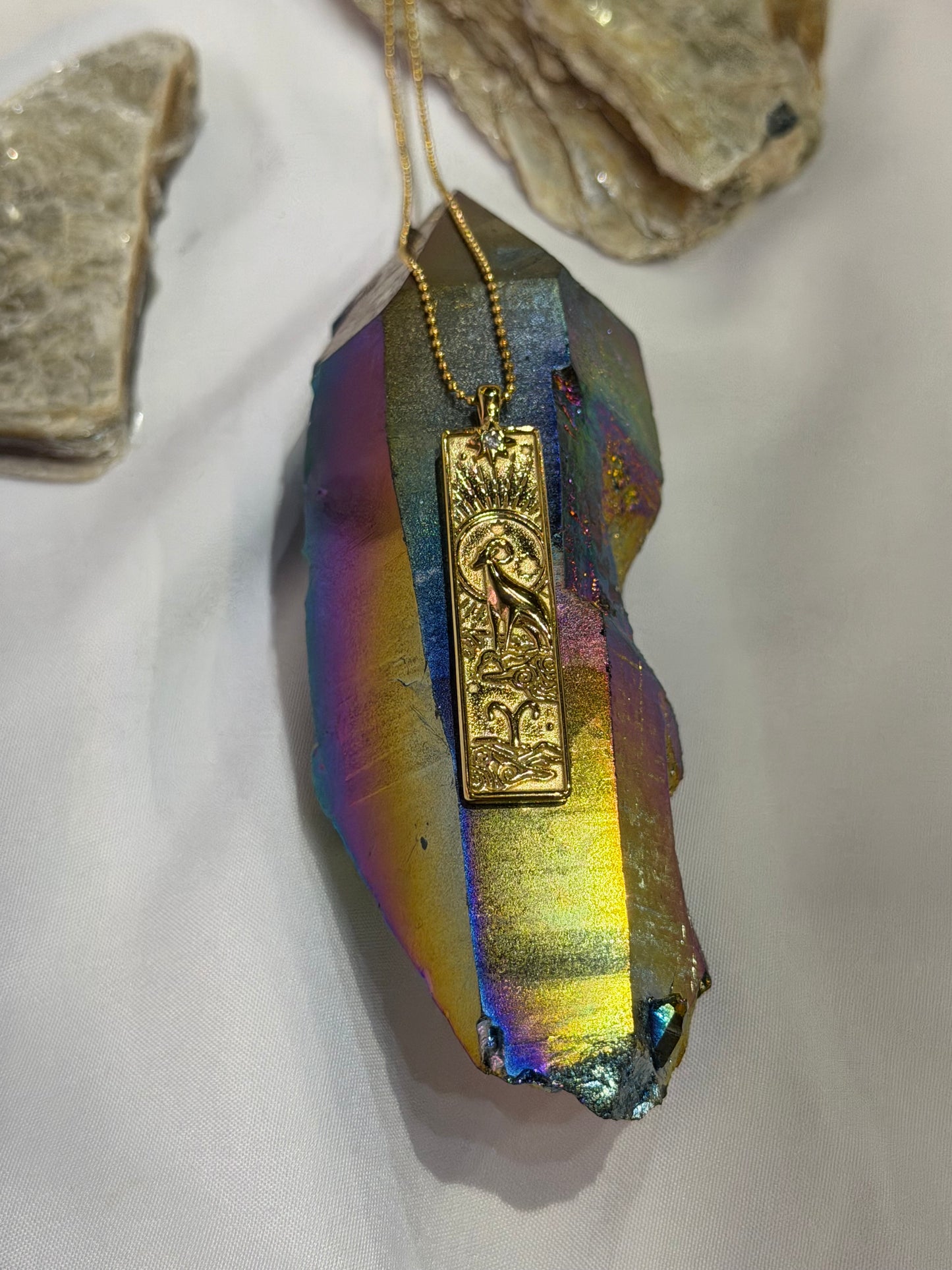 Aries Zodiac Amulet Necklace Gold Waterproof Stainless Steel
