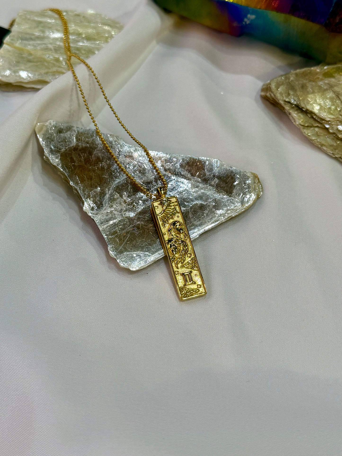 Gemini Zodiac Amulet Necklace Gold Waterproof Stainless Steel