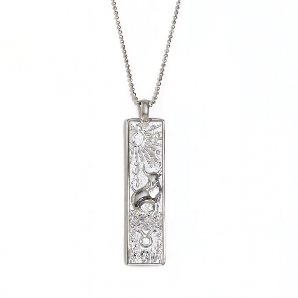 Taurus Zodiac Amulet Necklace Silver Waterproof Stainless Steel