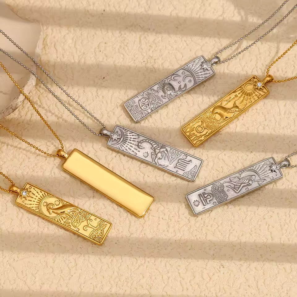 Libra Zodiac Amulet Necklace Gold Waterproof Stainless Steel