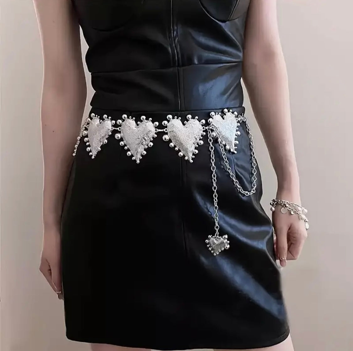 Silver Heart Statement Chain Belt