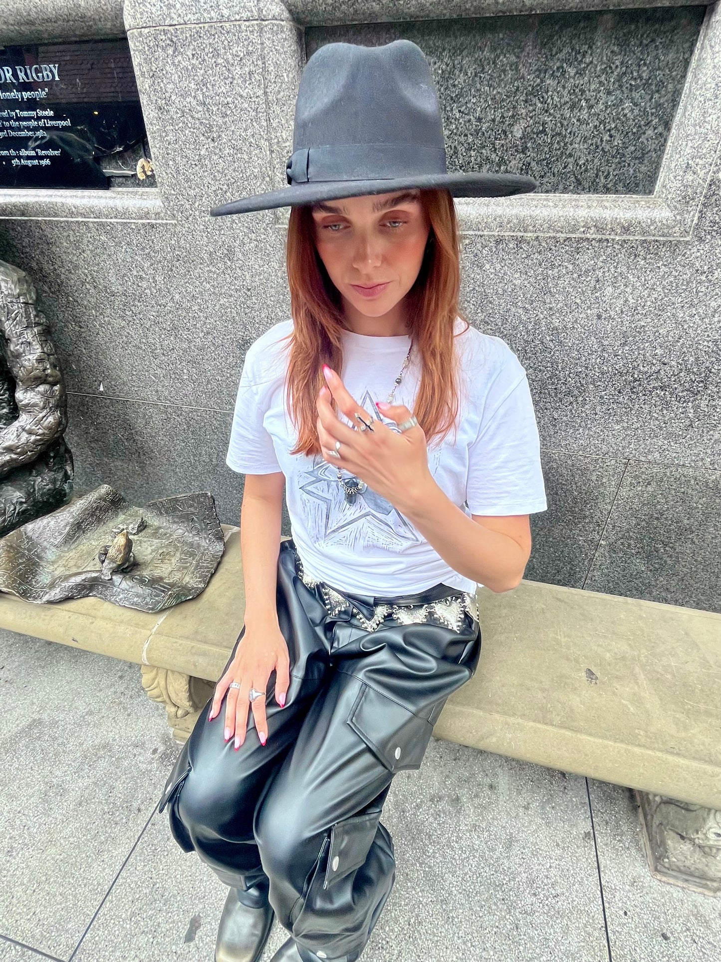 Black Wide Brim Fedora – Moon Coven Emblem