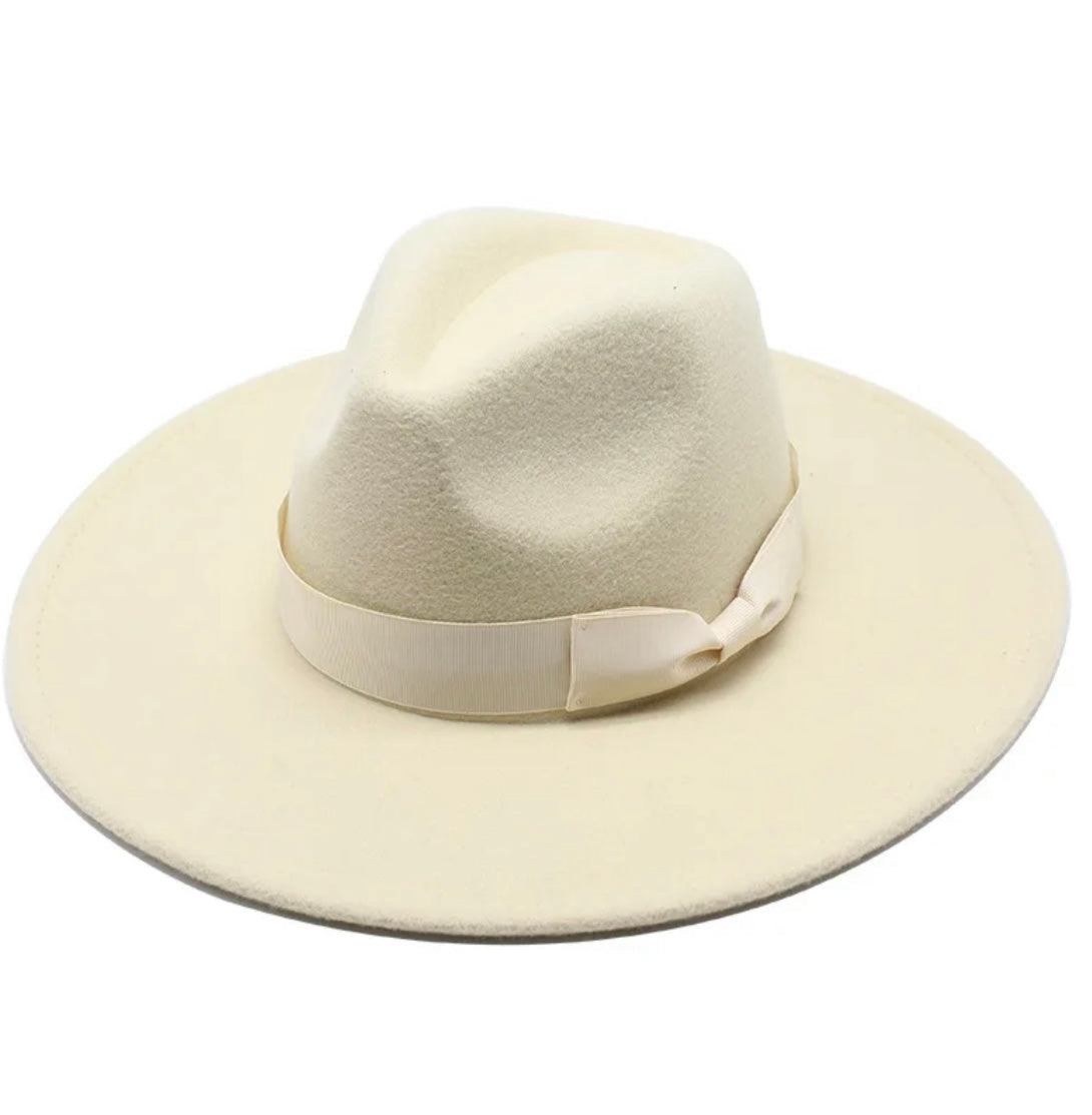 Cream Wide Brim Fedora – Moon Coven Emblem