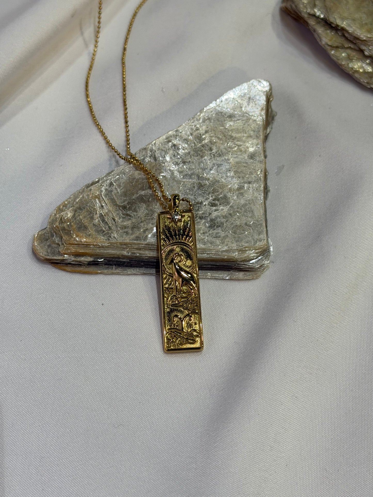 Aries Zodiac Amulet Necklace Gold Waterproof Stainless Steel