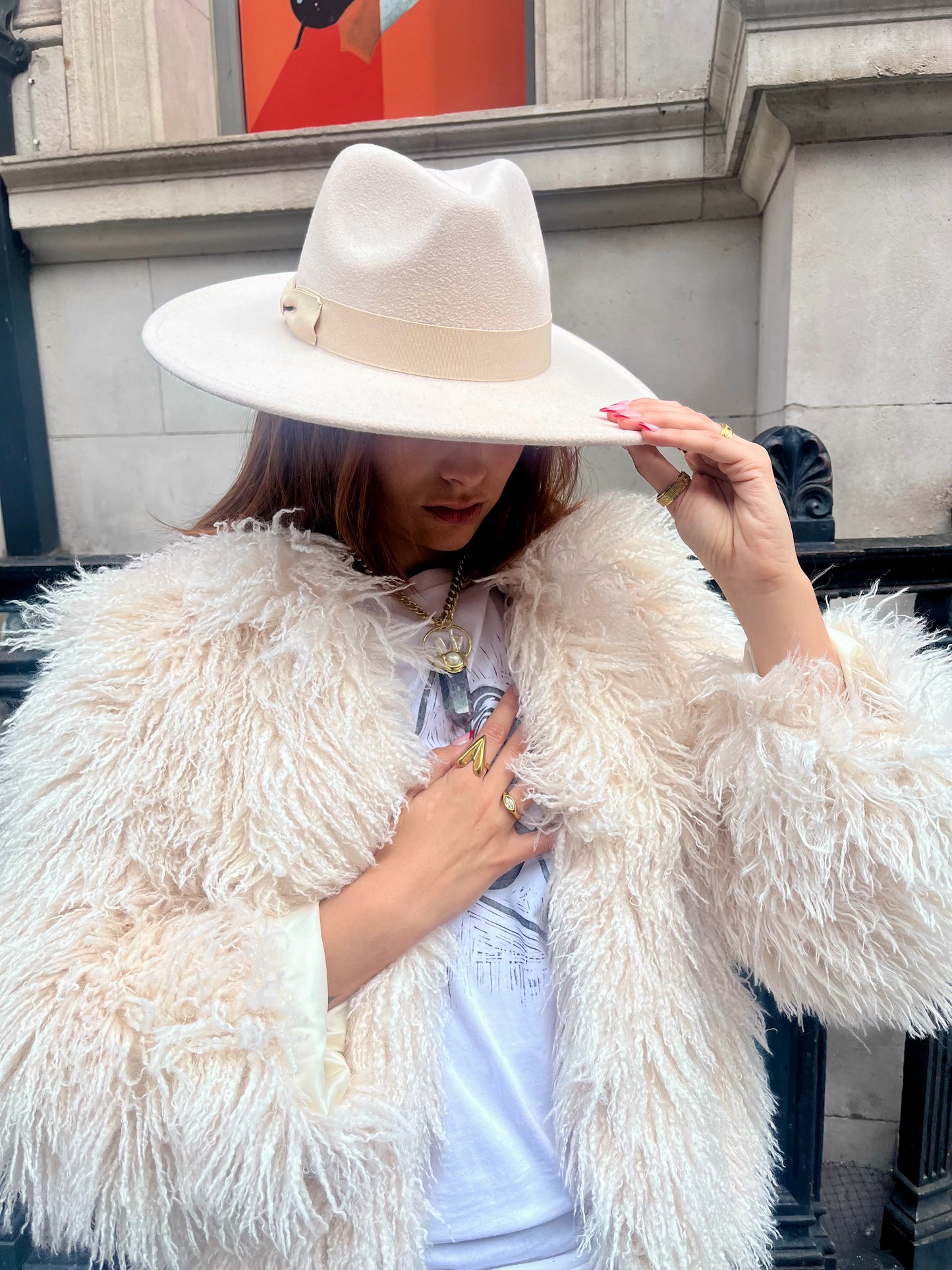 Cream Wide Brim Fedora – Moon Coven Emblem