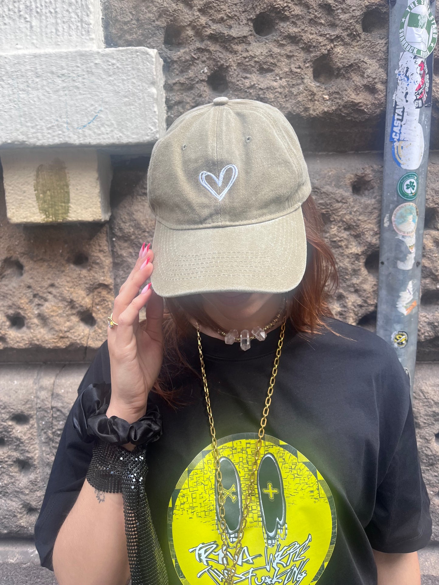 Sand Denim Heart Cap – Adjustable