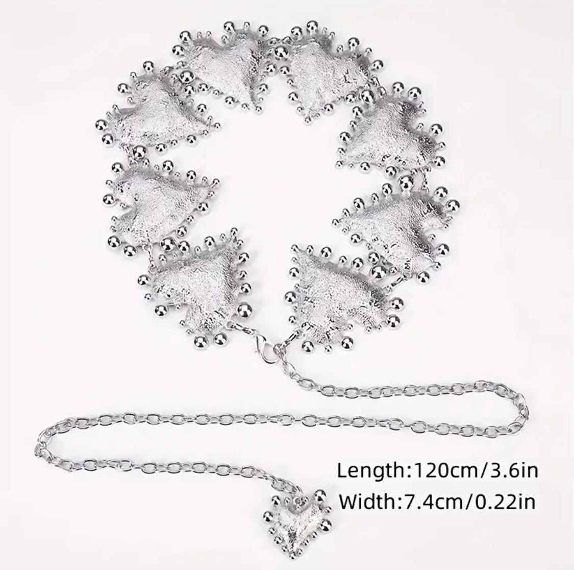 Silver Heart Statement Chain Belt