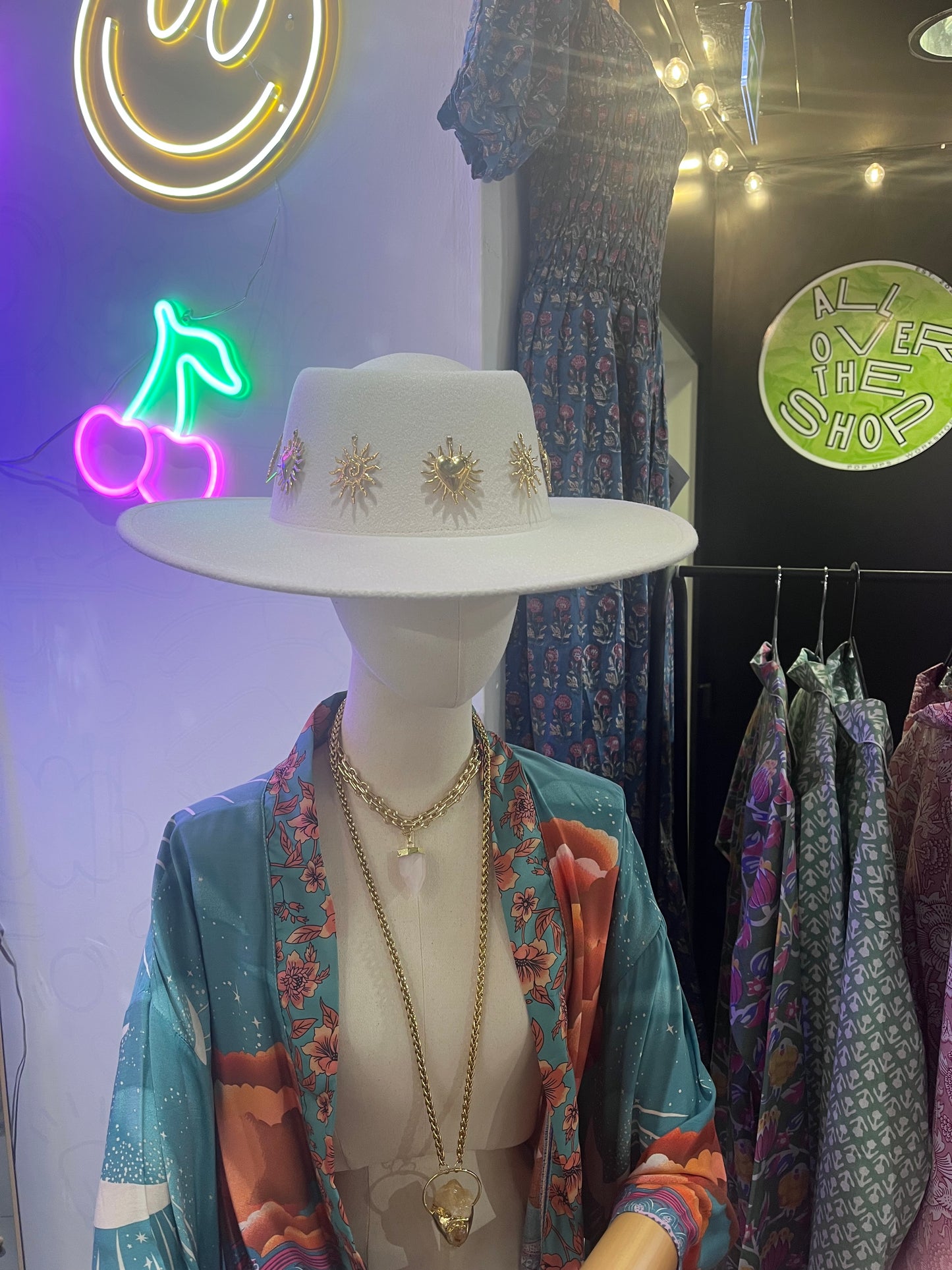 Celestial Sun Charm Adjustable Cream Western Hat