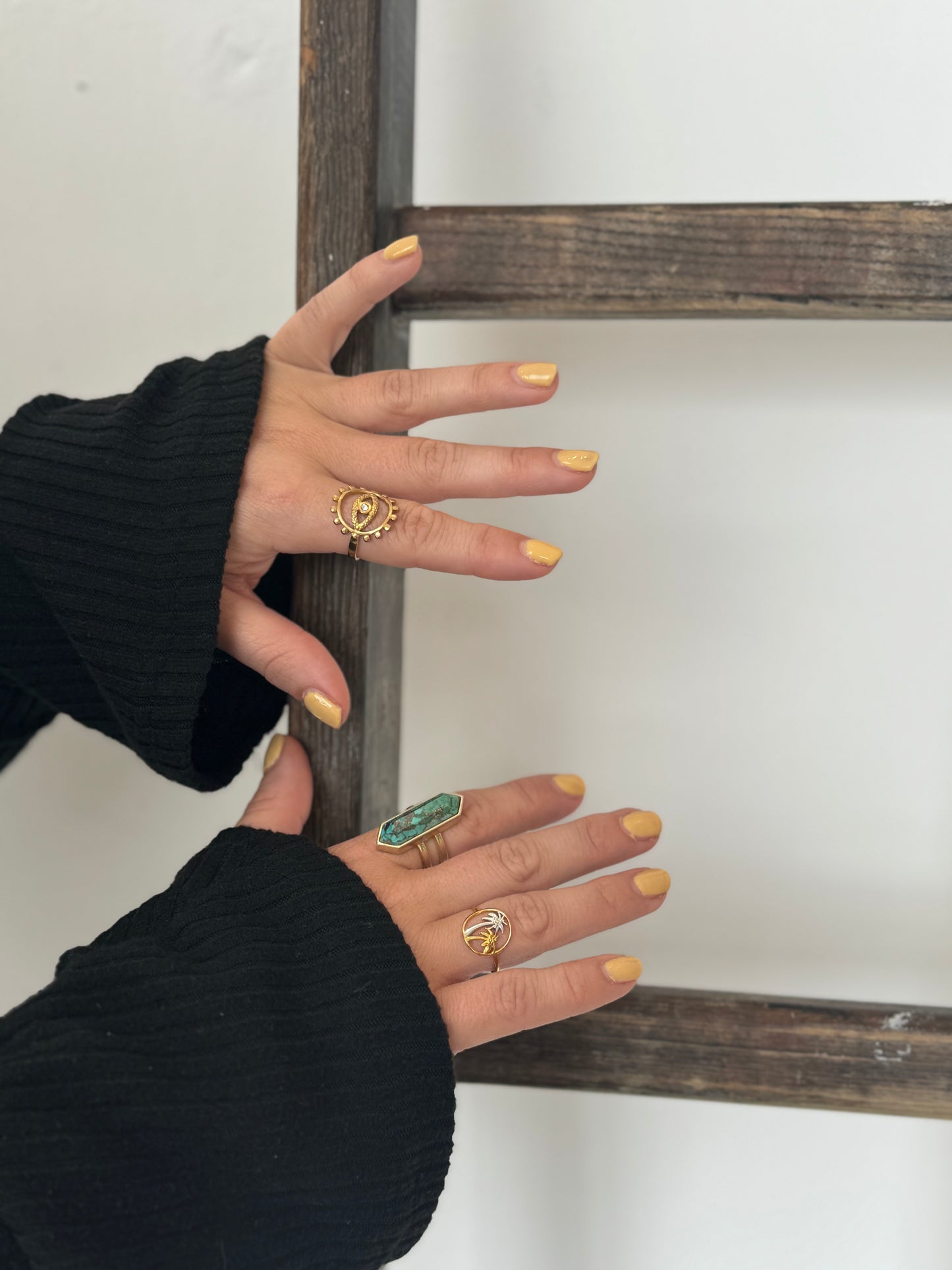 Gold Stainless Steel Evil Eye Adjustable Ring – Protection & Boho Jewelry