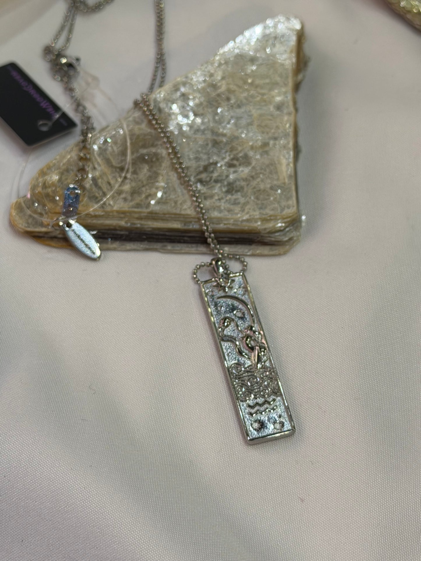 Aquarius Zodiac Amulet Necklace Silver Waterproof Stainless Stee