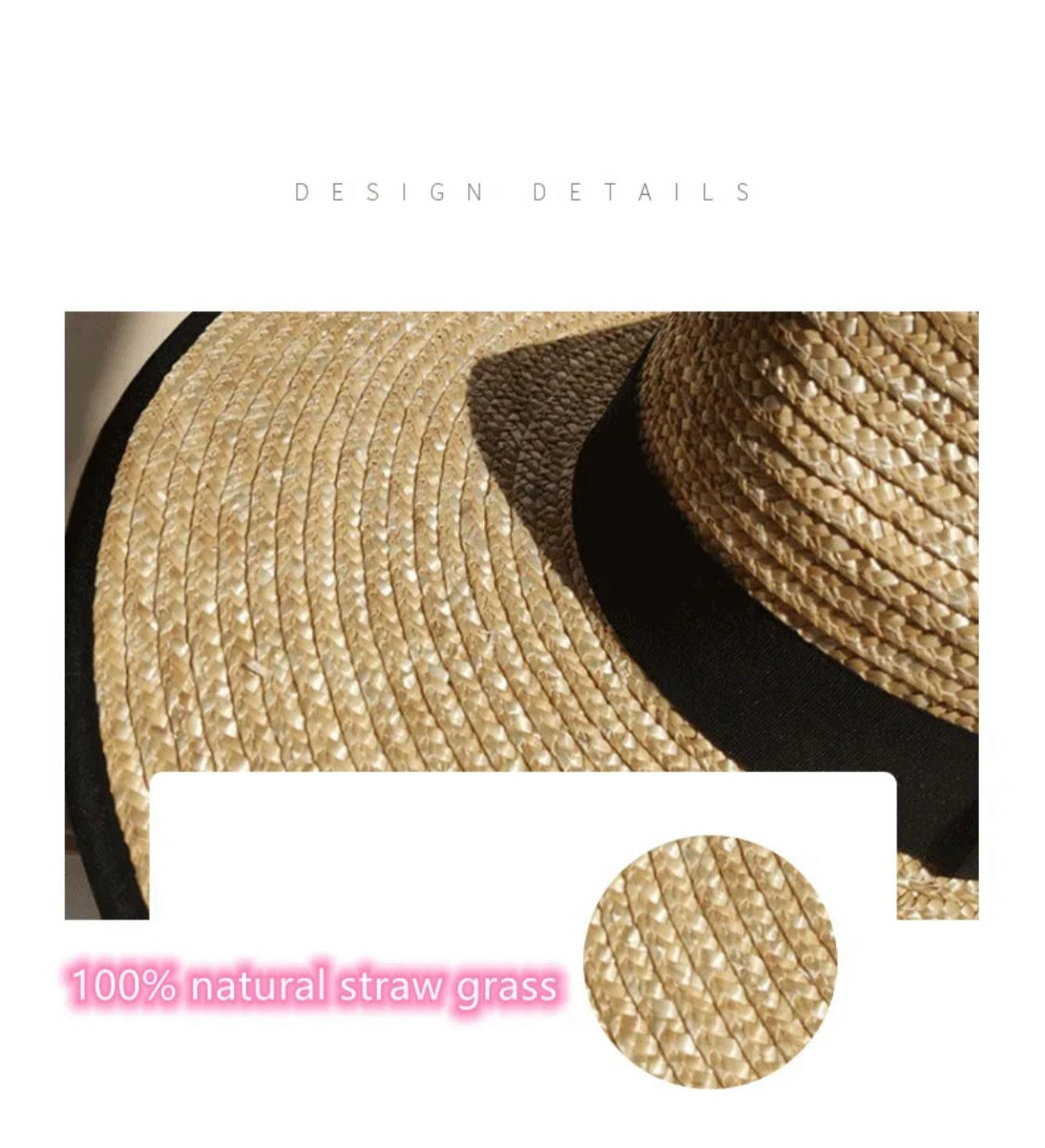 Bora Bora Large Brim Natural Straw Sun Hat with Black Grosgrain Trim