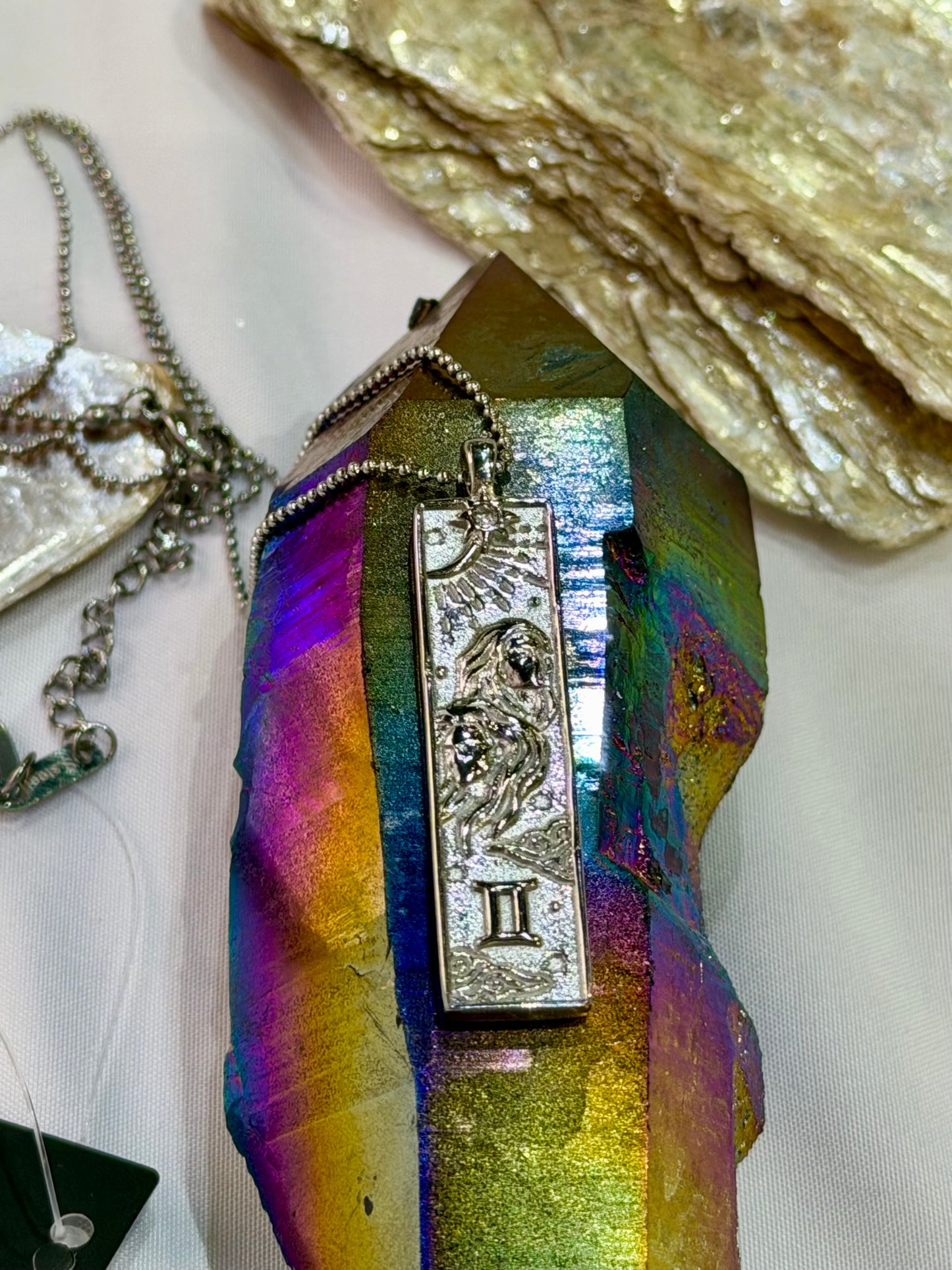 Gemini Zodiac Amulet Necklace Silver Waterproof Stainless Steel