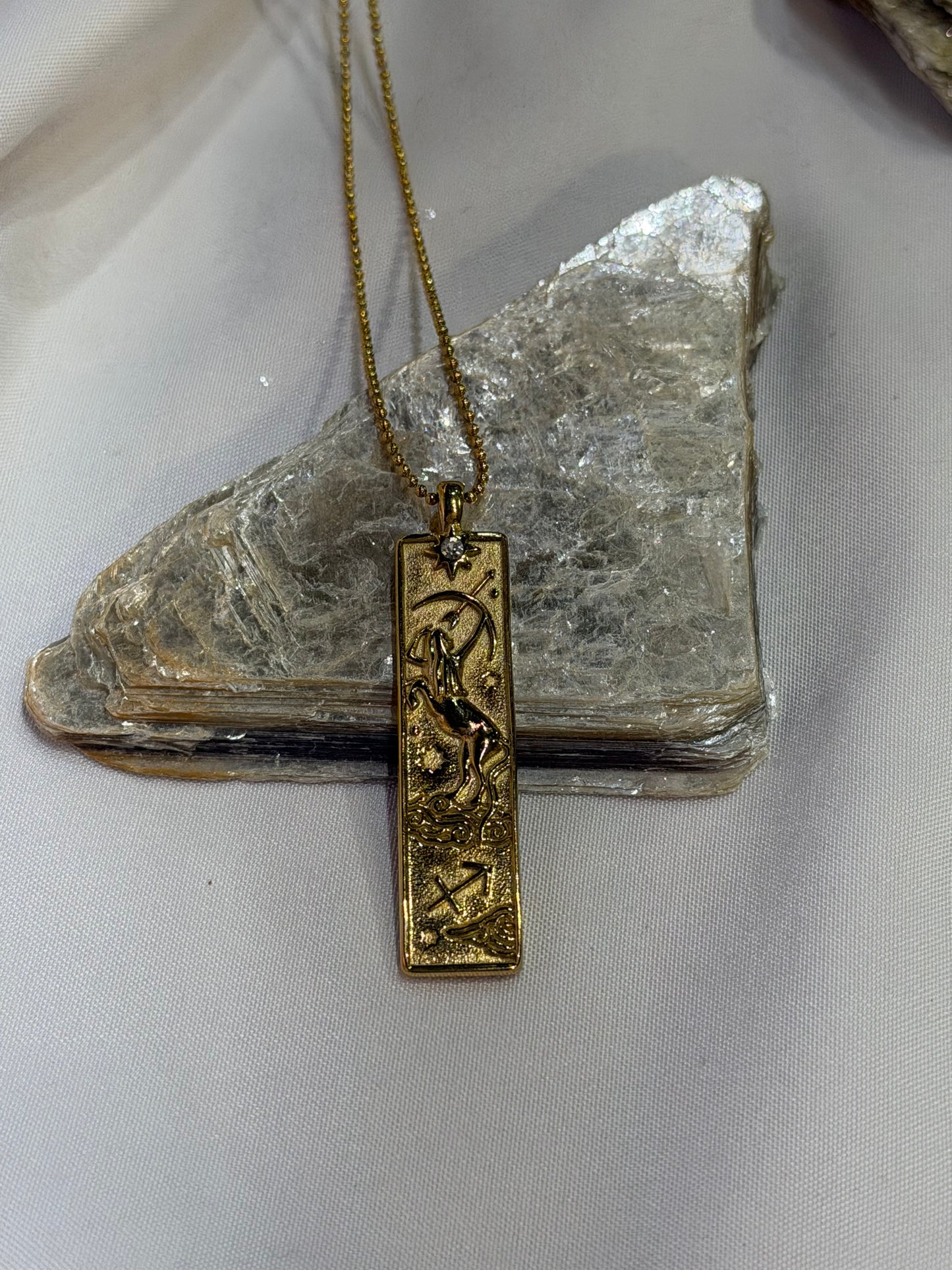 Sagittarius Zodiac Amulet Necklace Silver Waterproof Stainless Steel