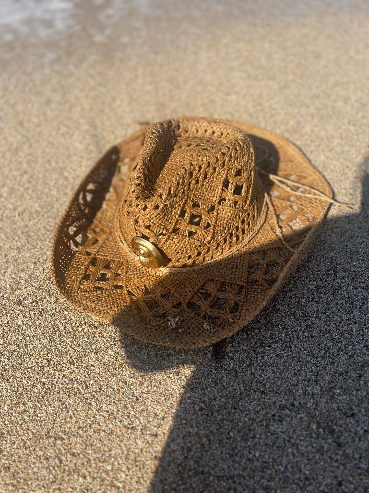 Beige Straw Cowboy Hat – Adjustable Boho Western Style