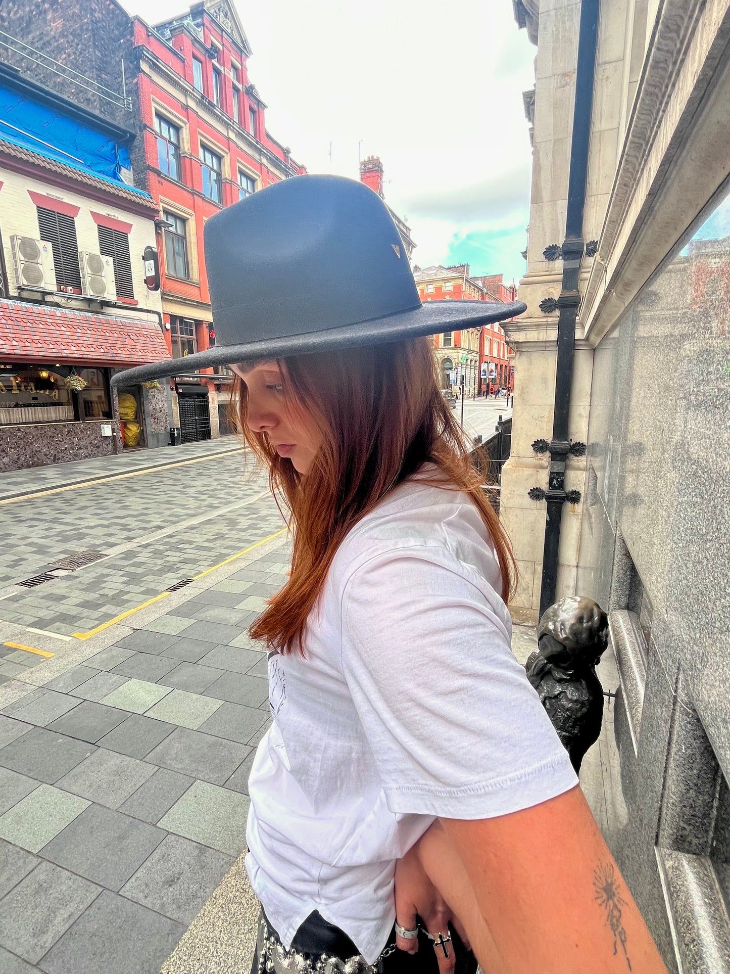Black Wide Brim Fedora – Moon Coven Emblem