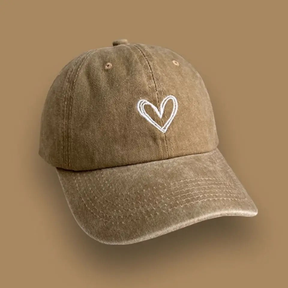 Sand Denim Heart Cap – Adjustable