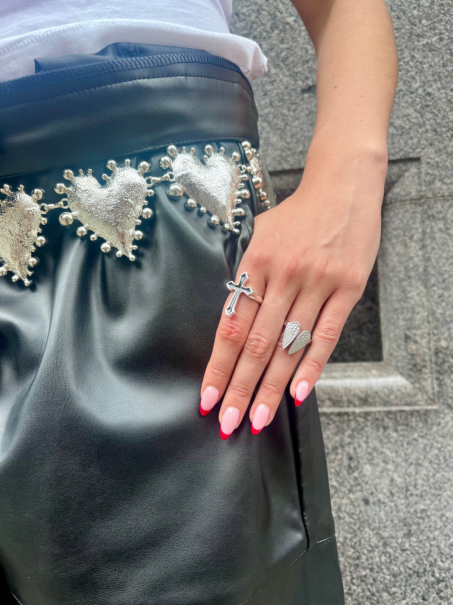 Silver Heart Statement Chain Belt