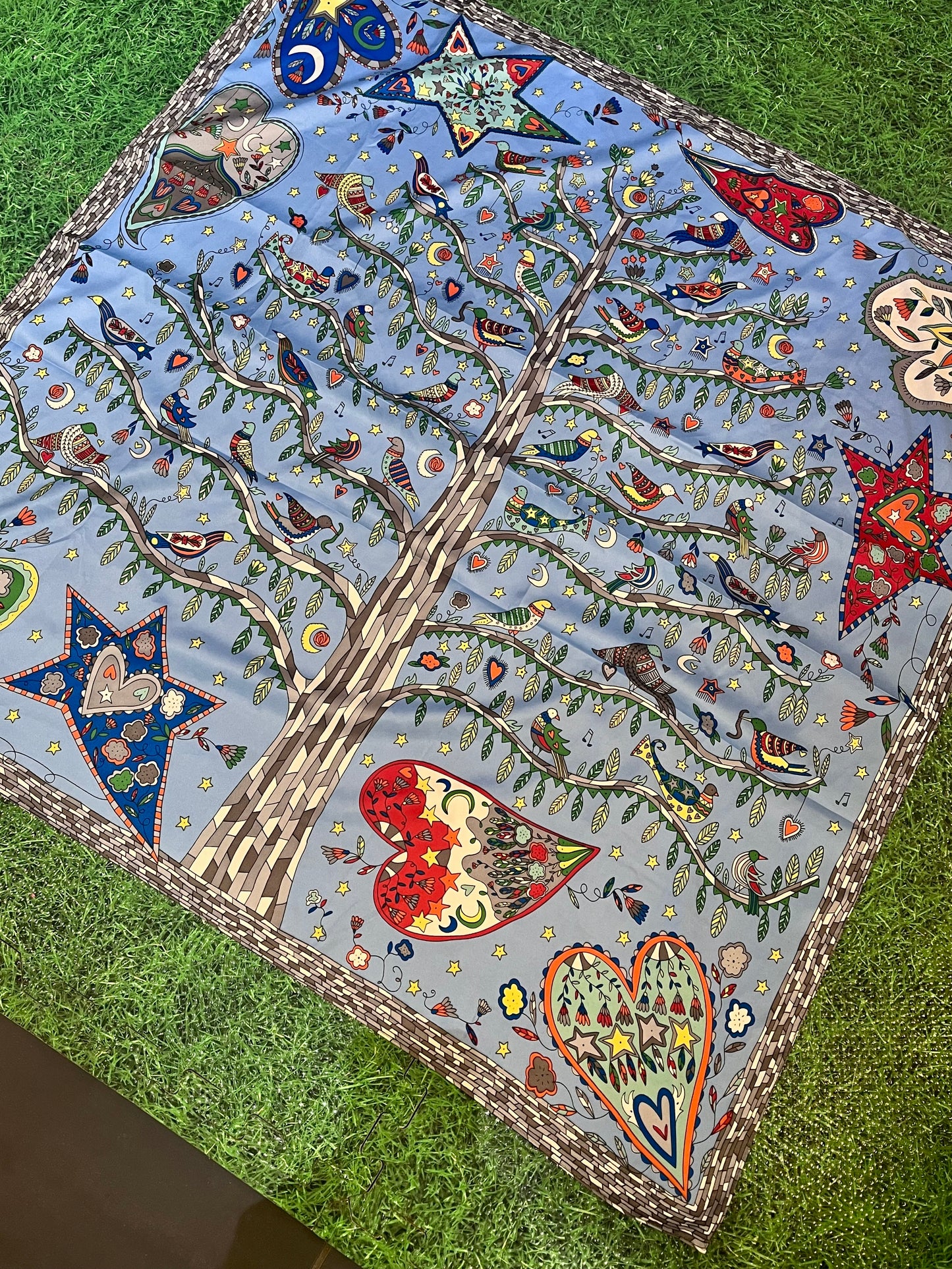 Mystic Garden Satin Scarf Collection – Blue 90x90cm