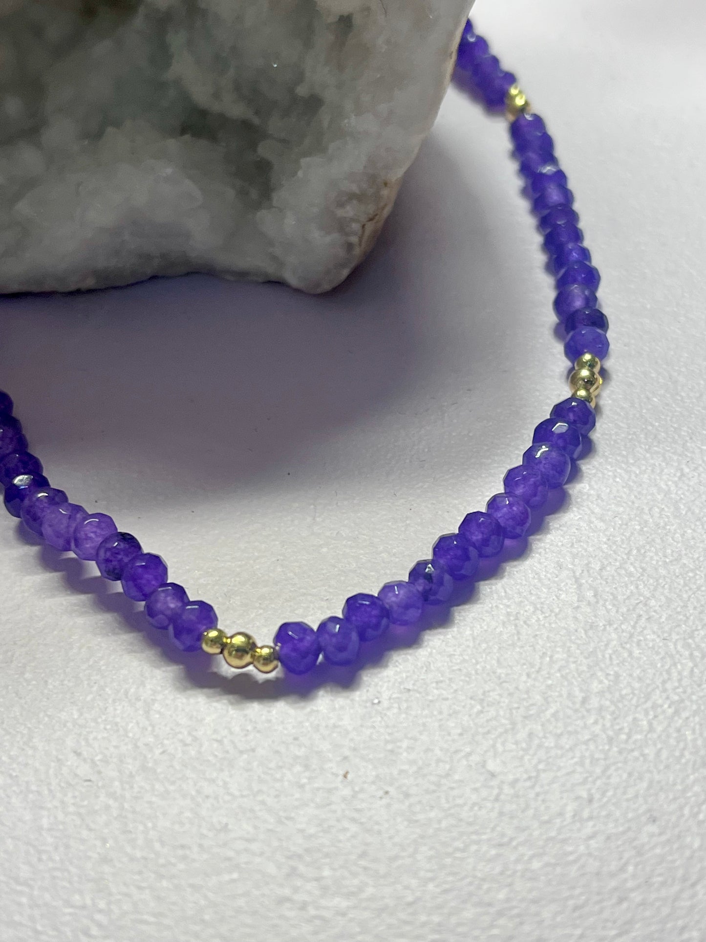 ✨ Amethyst Faceted Bead Necklace with Gold Detailing ✨