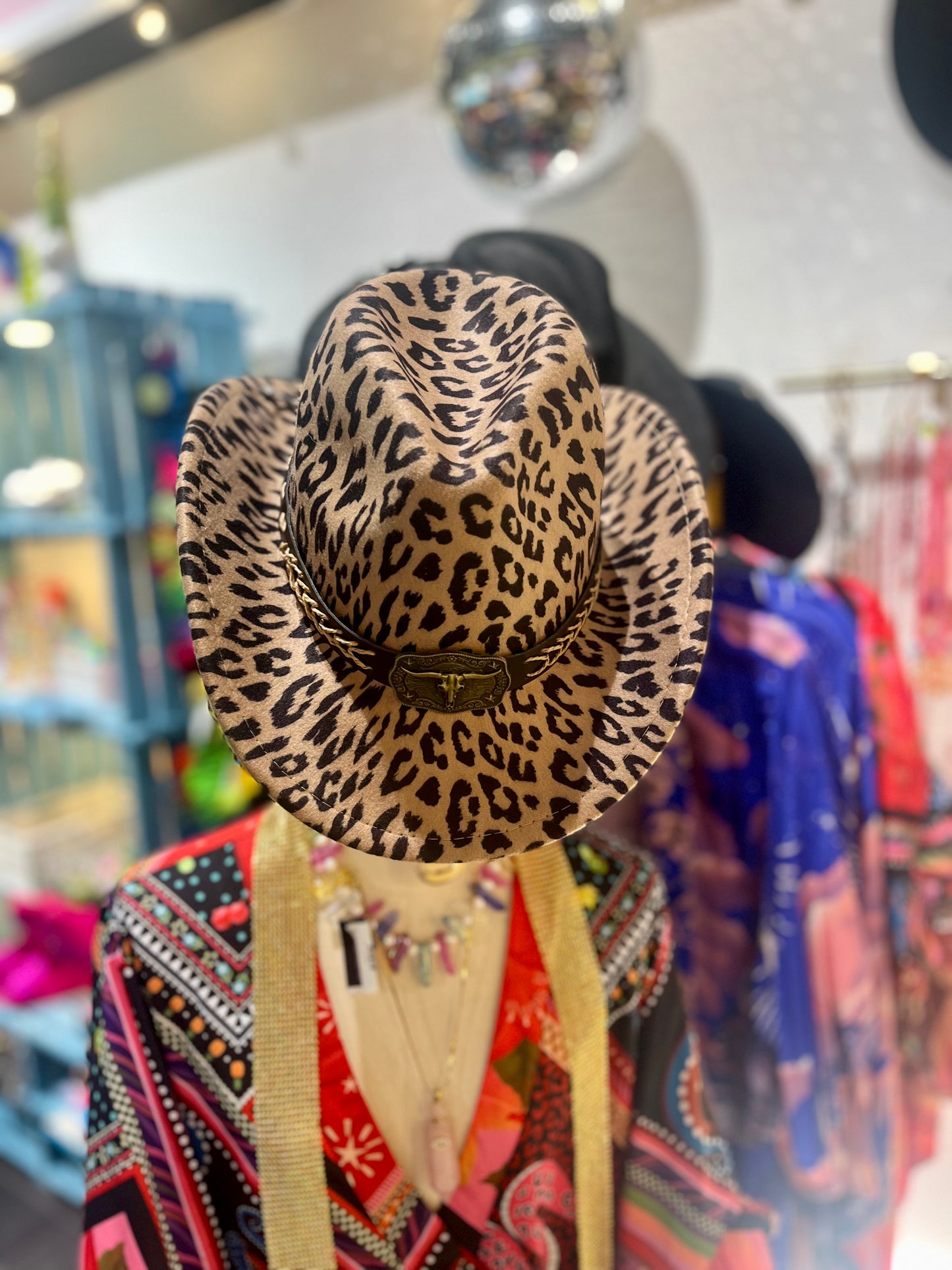 Leopard Print Cowboy Hat – Adjustable Western Festival Hat