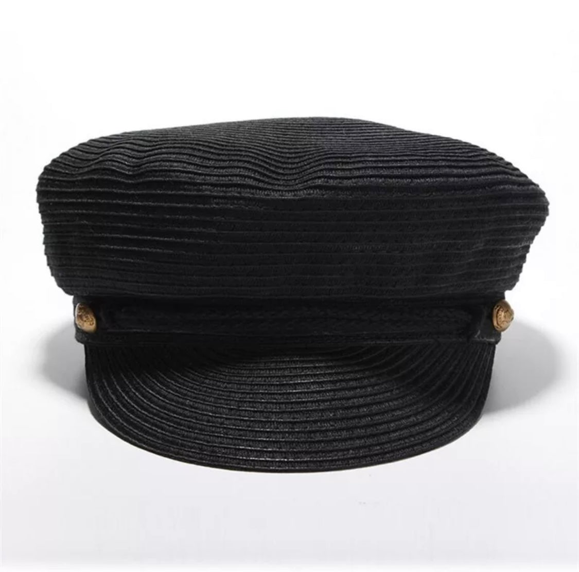 Black Textured Baker Boy Cap – Vintage Charm