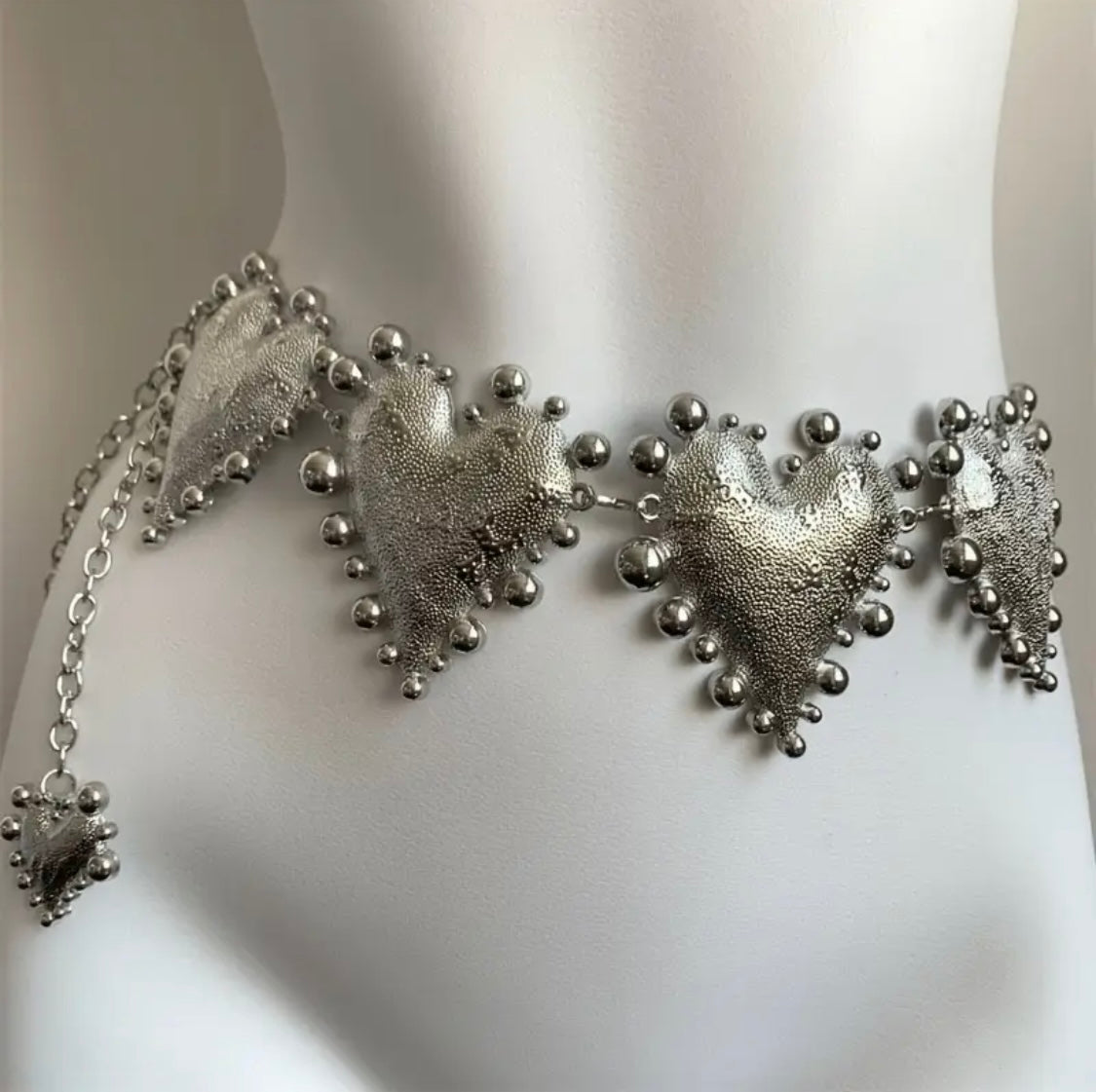Silver Heart Statement Chain Belt