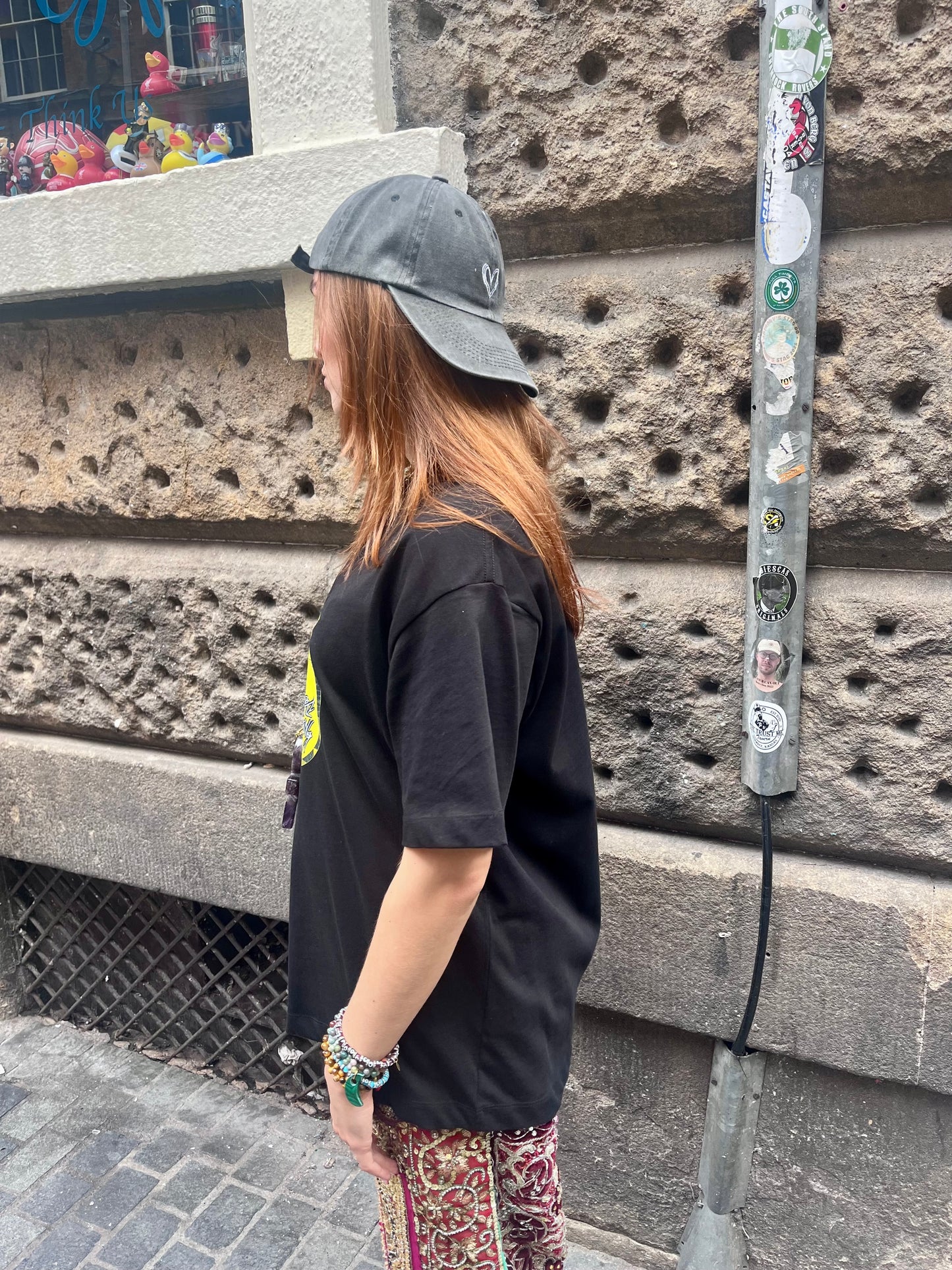 Black Denim Heart Cap