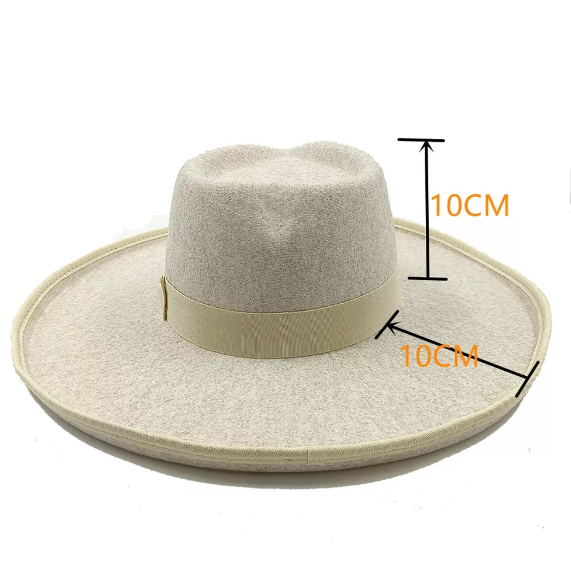 Ivory Heart Crown Fedora – Wool Wide Brim (Adjustable)
