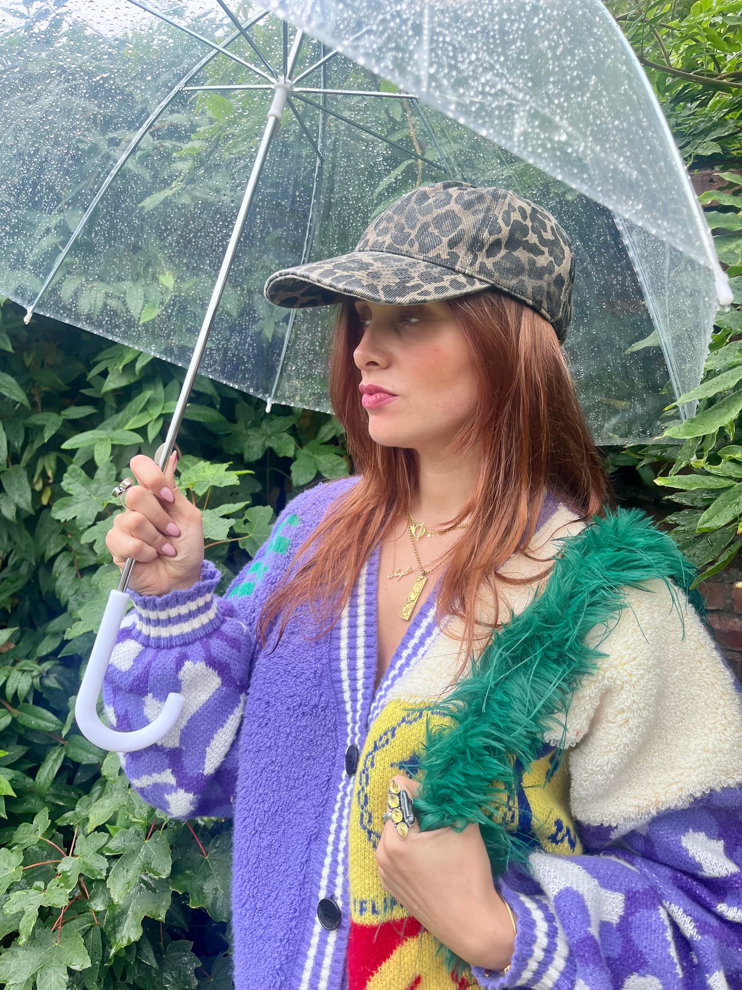 Grey Leopard Cord Cap – Adjustable Neutral Print Hat