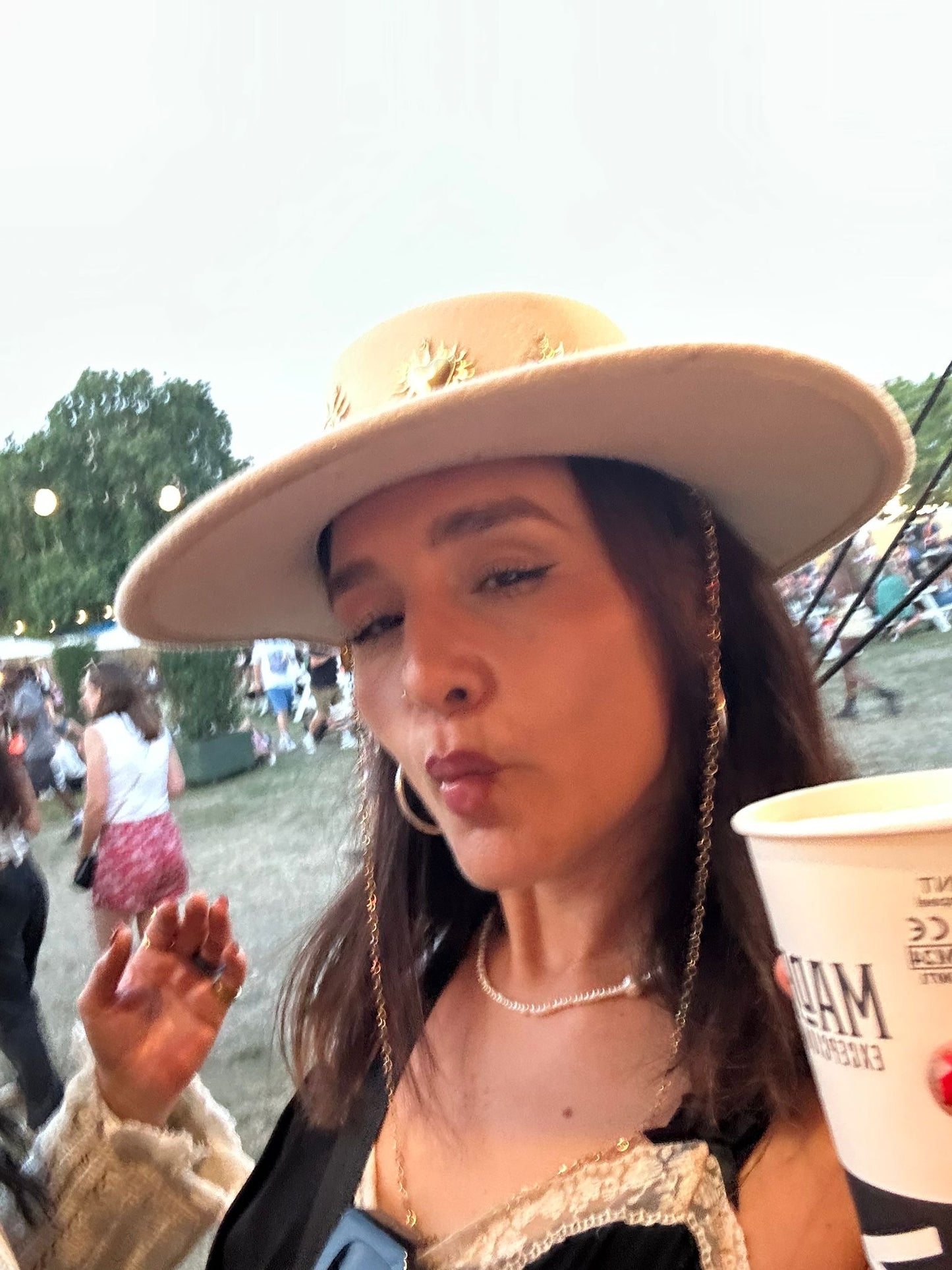 Celestial Sun Charm Adjustable Cream Western Hat