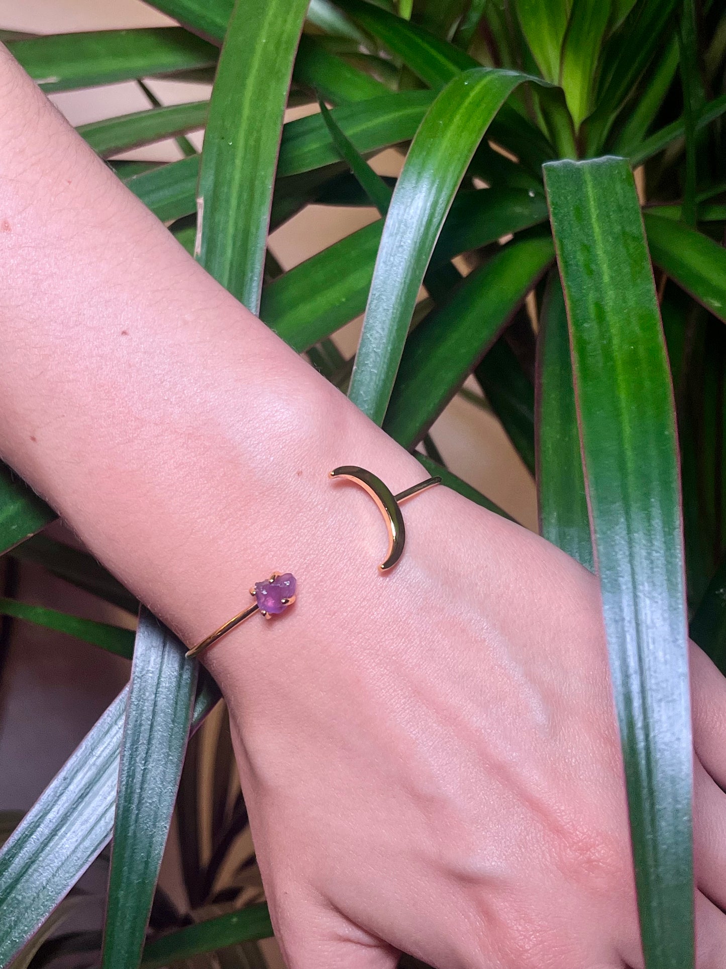 Amethyst Crescent Moon Cuff โ Intuition, Calm & Feminine Energy